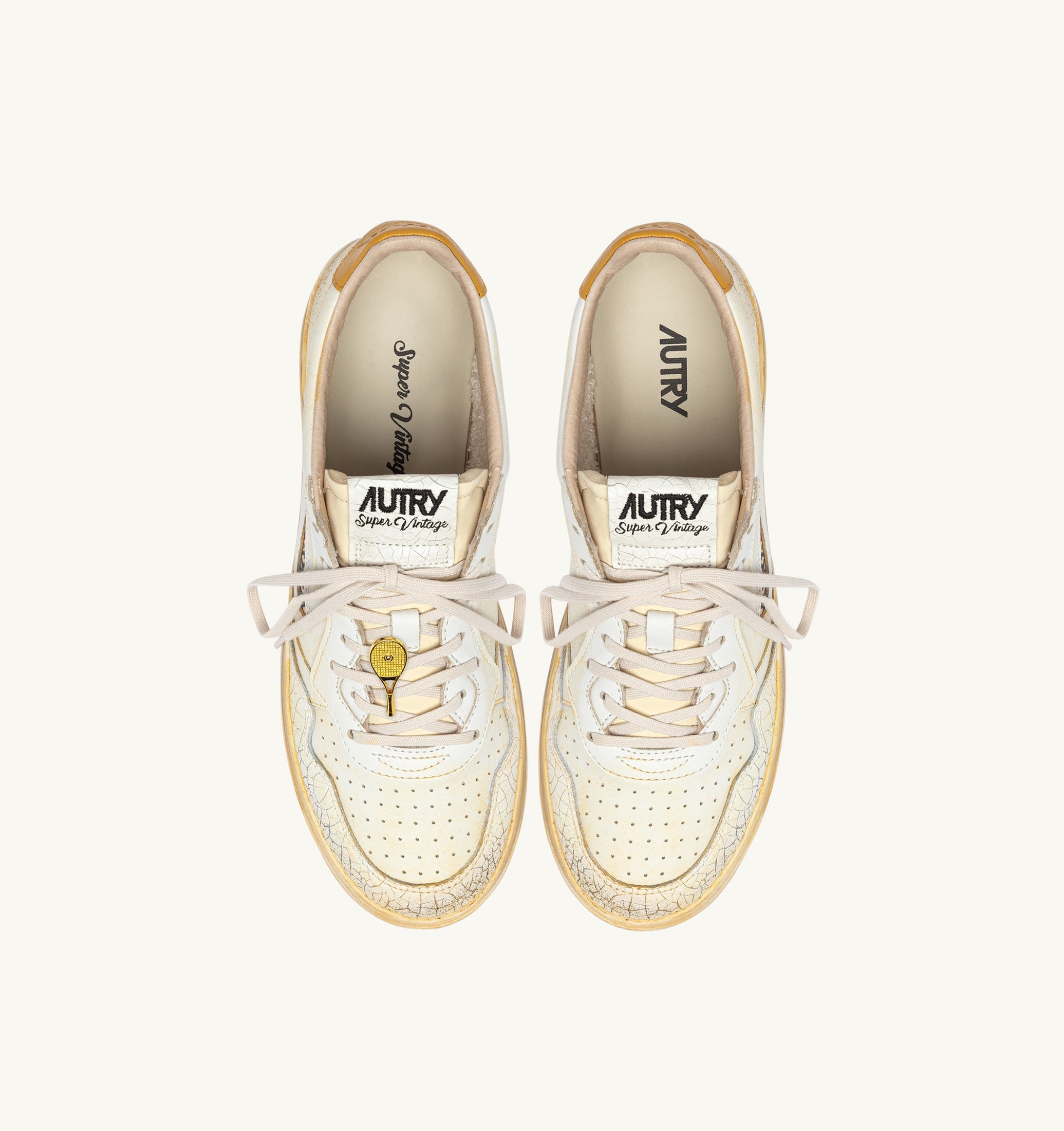 SNEAKERS MEDALIST LOW SUPER VINTAGE IN PELLE BIANCA E GIALLA