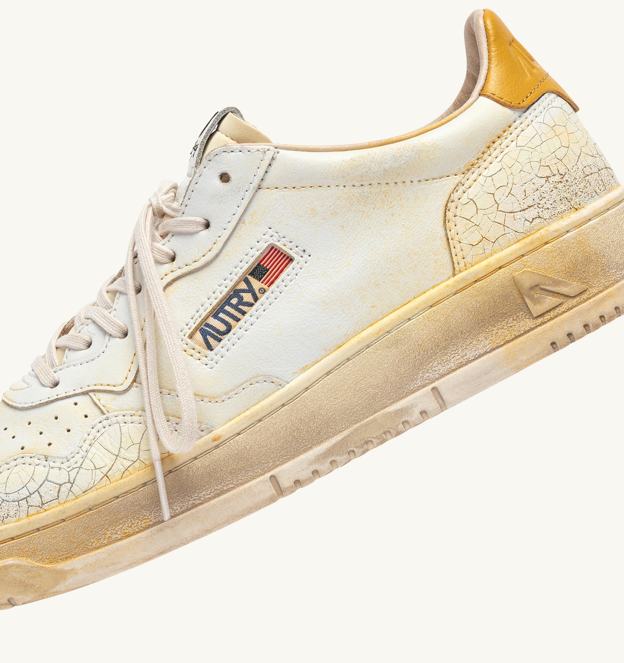 SNEAKERS MEDALIST LOW SUPER VINTAGE IN PELLE BIANCA E GIALLA