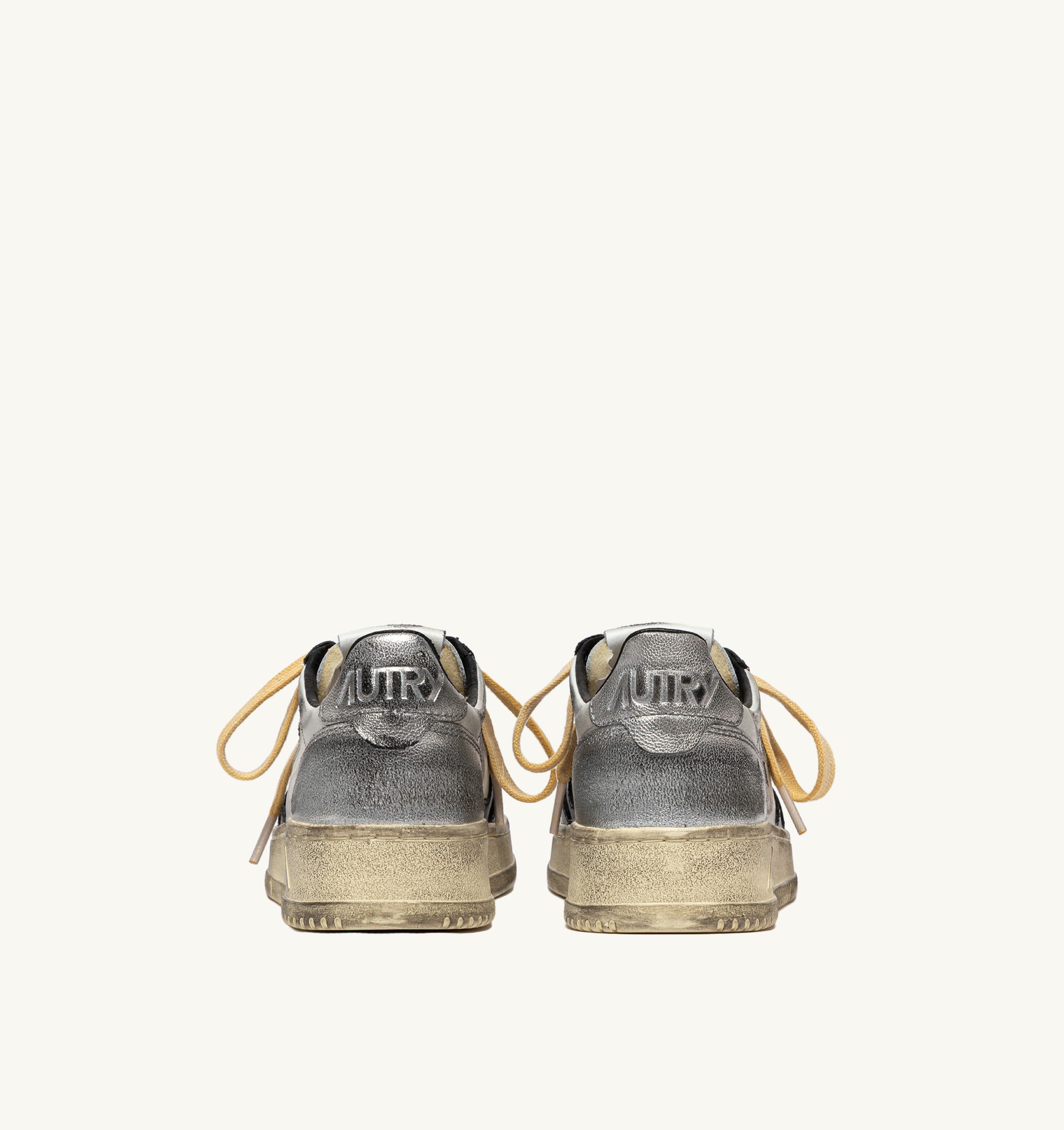 SNEAKERS MEDALIST LOW SUPER VINTAGE IN PELLE BIANCA NERA E ARGENTO