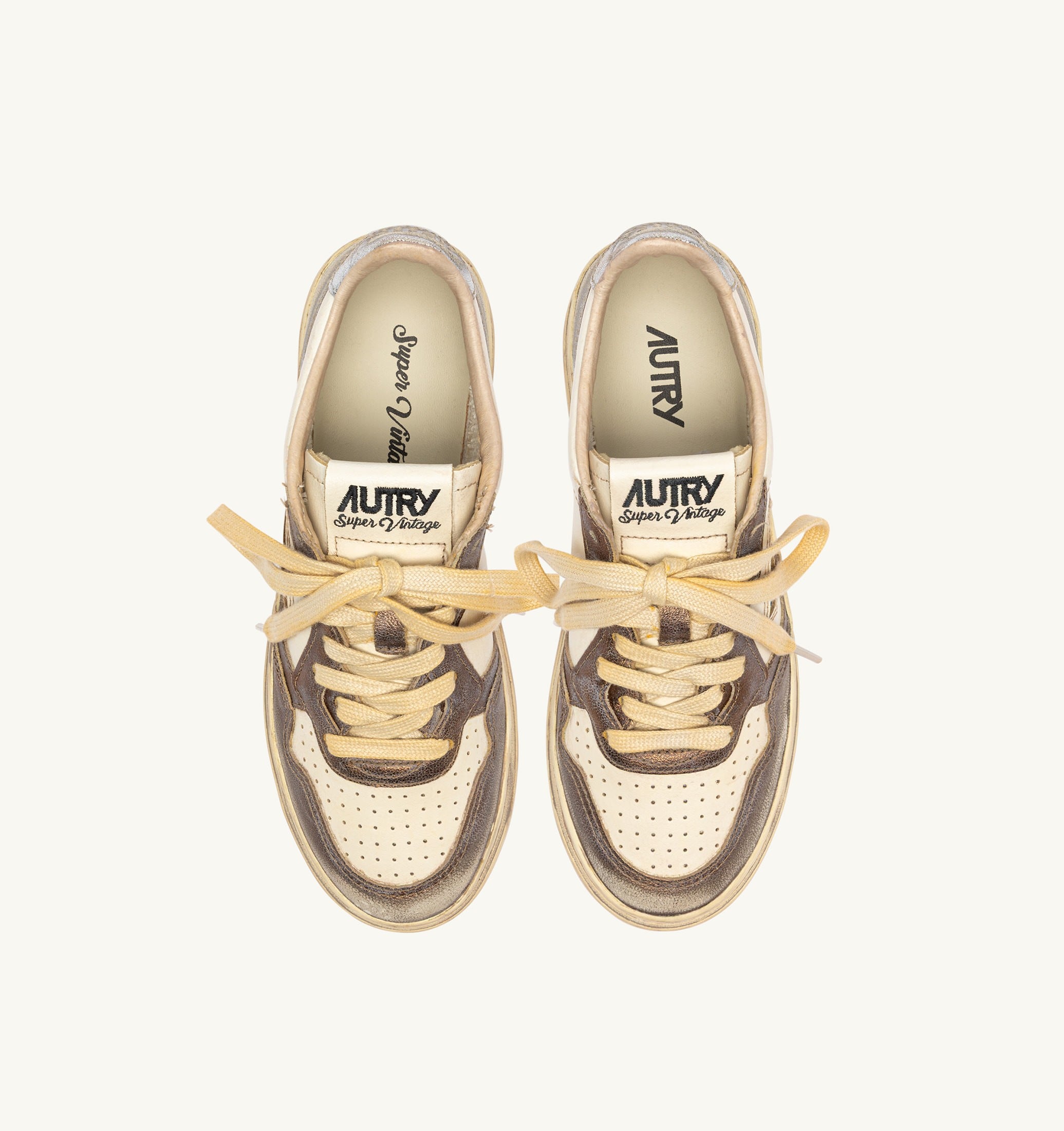 SNEAKERS MEDALIST LOW SUPER VINTAGE IN PELLE CHOCOLATE E ARGENTO