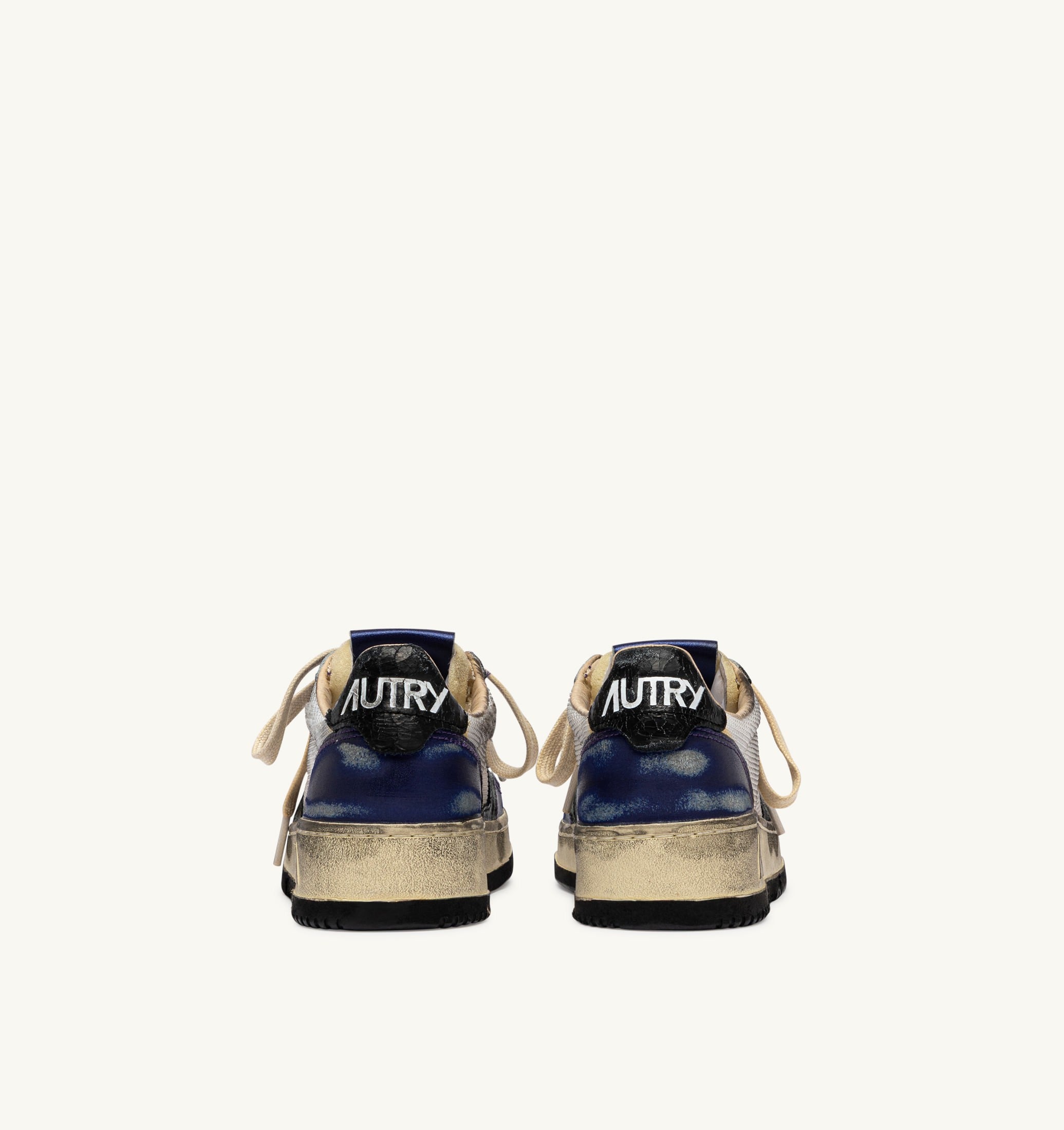 SNEAKERS MEDALIST LOW SUPER VINTAGE IN PELLE E DRAGON MESH BIANCO E TANZANITE
