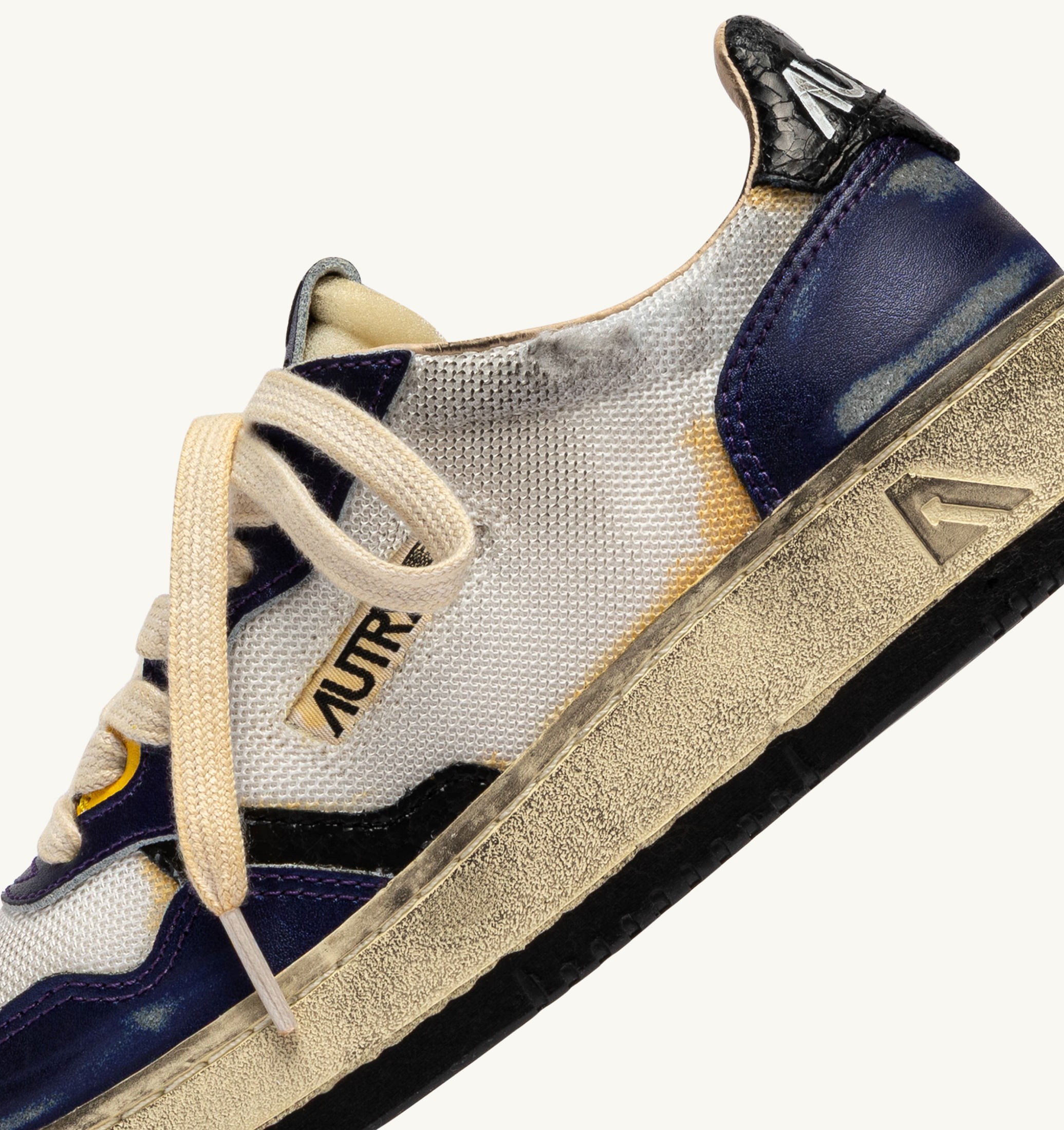 SNEAKERS MEDALIST LOW SUPER VINTAGE IN PELLE E DRAGON MESH BIANCO E TANZANITE