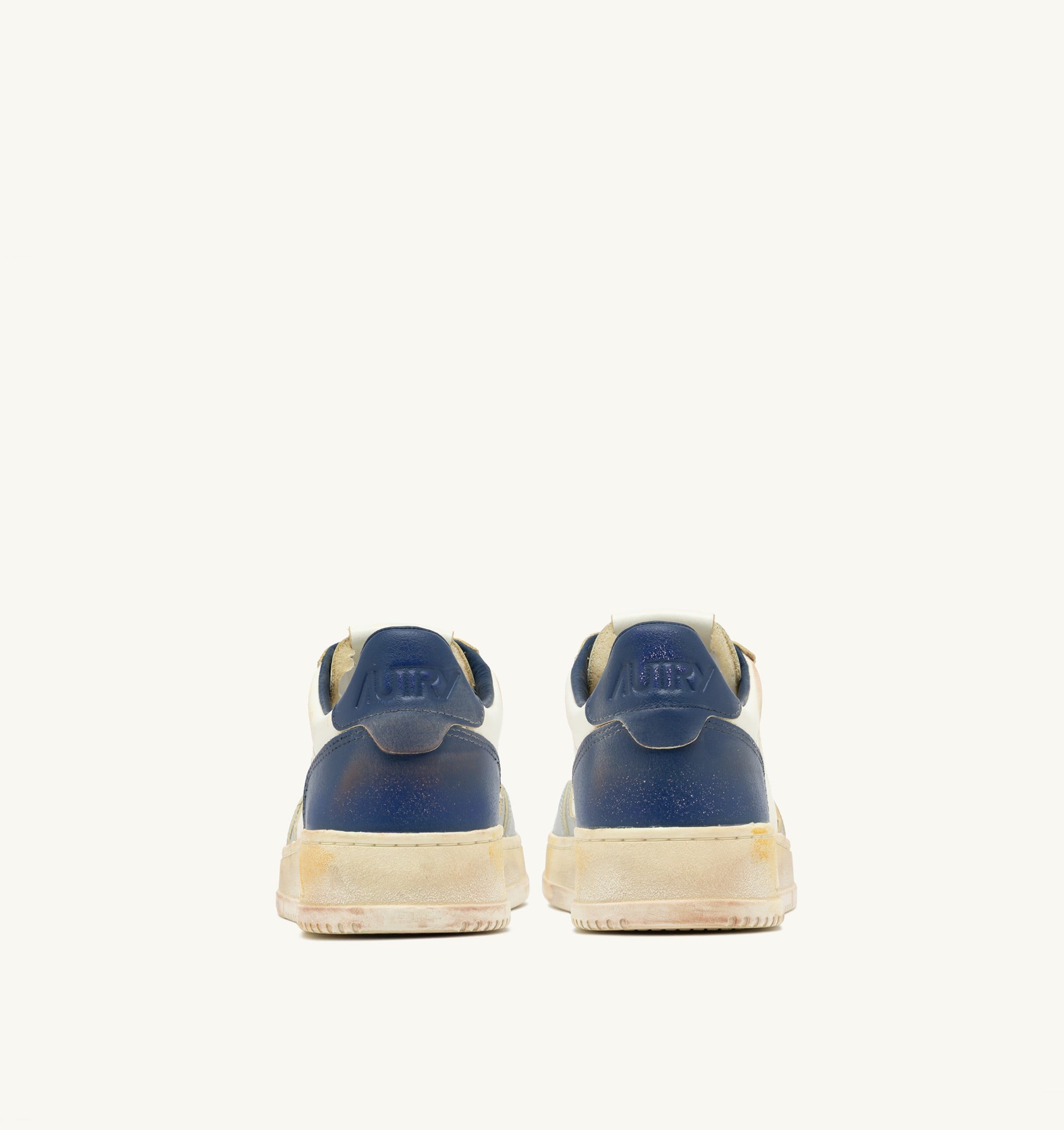 SNEAKERS MEDALIST LOW SUPER VINTAGE IN PELLE LIMESTONE BIANCA E BLUE