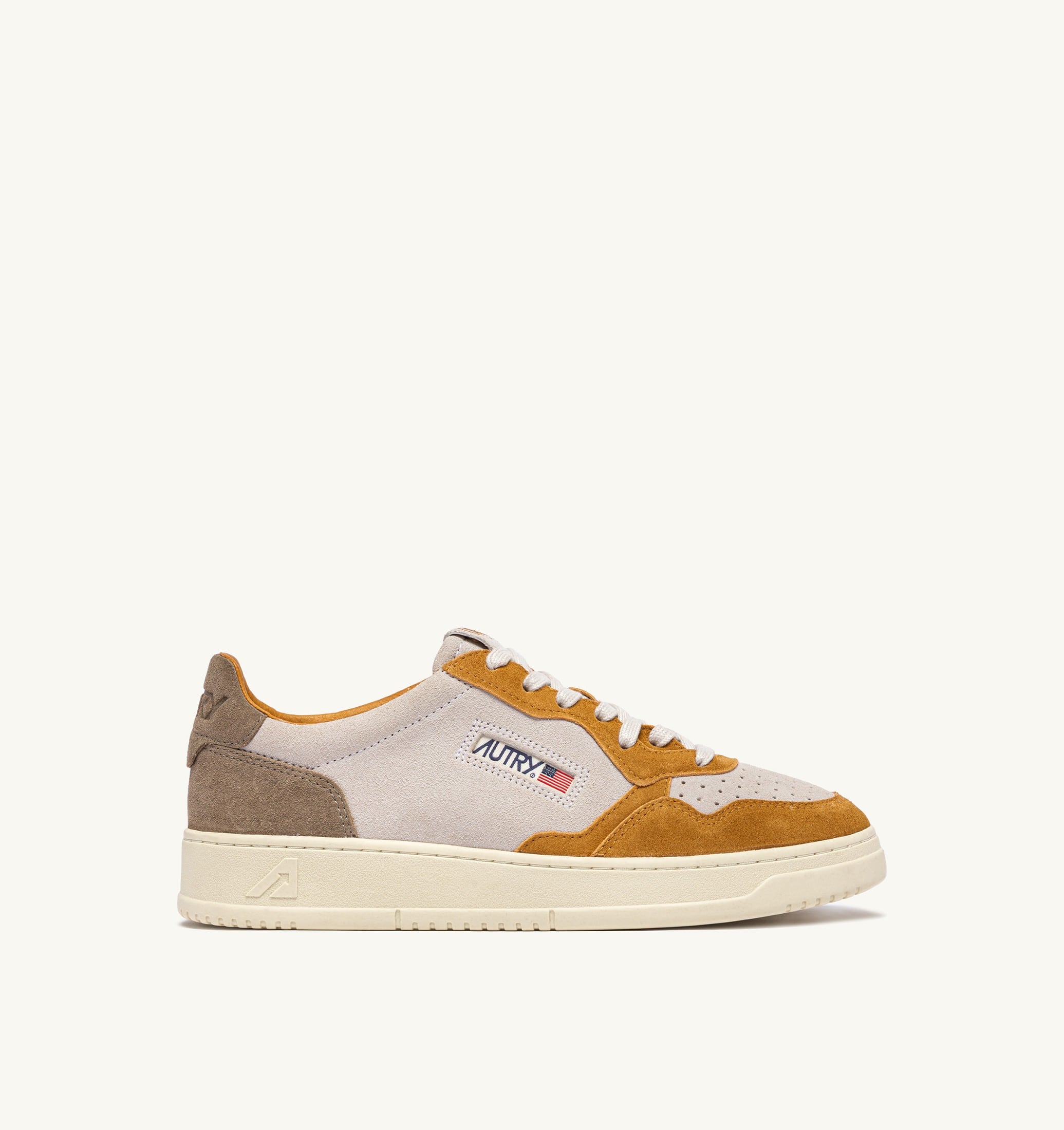 SNEAKERS MEDALIST LOW TRICOLOR IN SUEDE ANTILOP BIANCO E BROWN MUSCAT