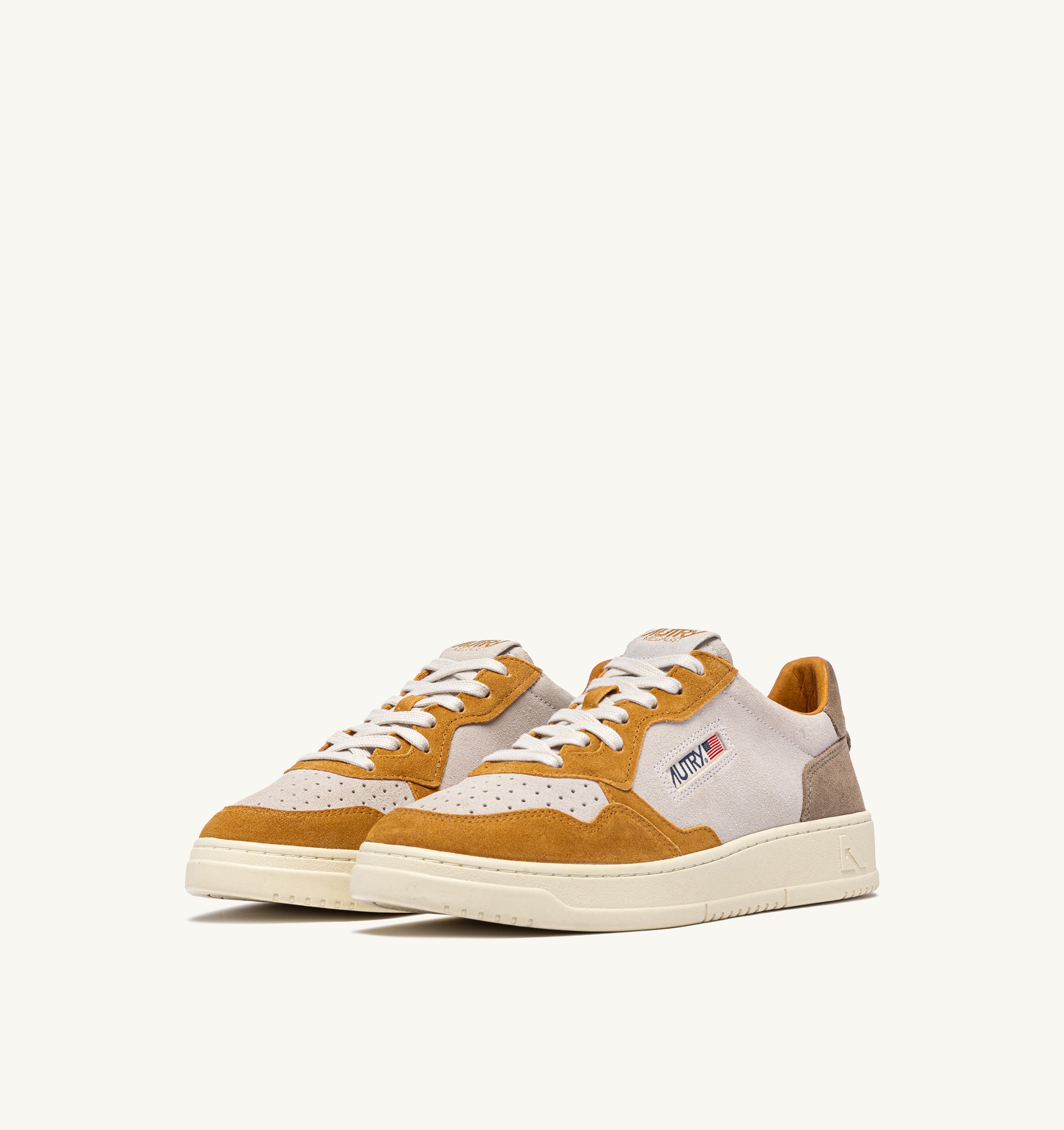 SNEAKERS MEDALIST LOW TRICOLOR IN SUEDE ANTILOP BIANCO E BROWN MUSCAT