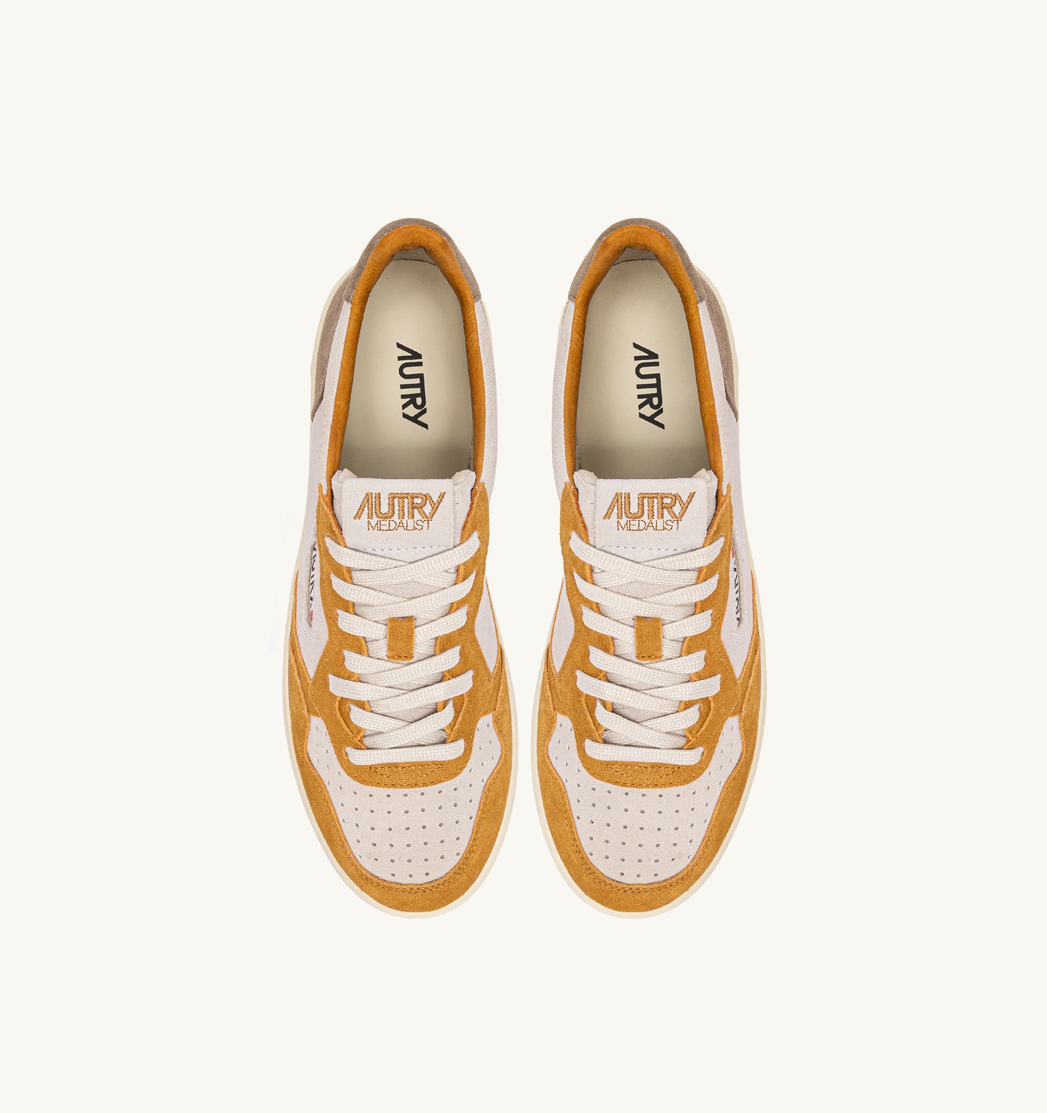 SNEAKERS MEDALIST LOW TRICOLOR IN SUEDE ANTILOP BIANCO E BROWN MUSCAT