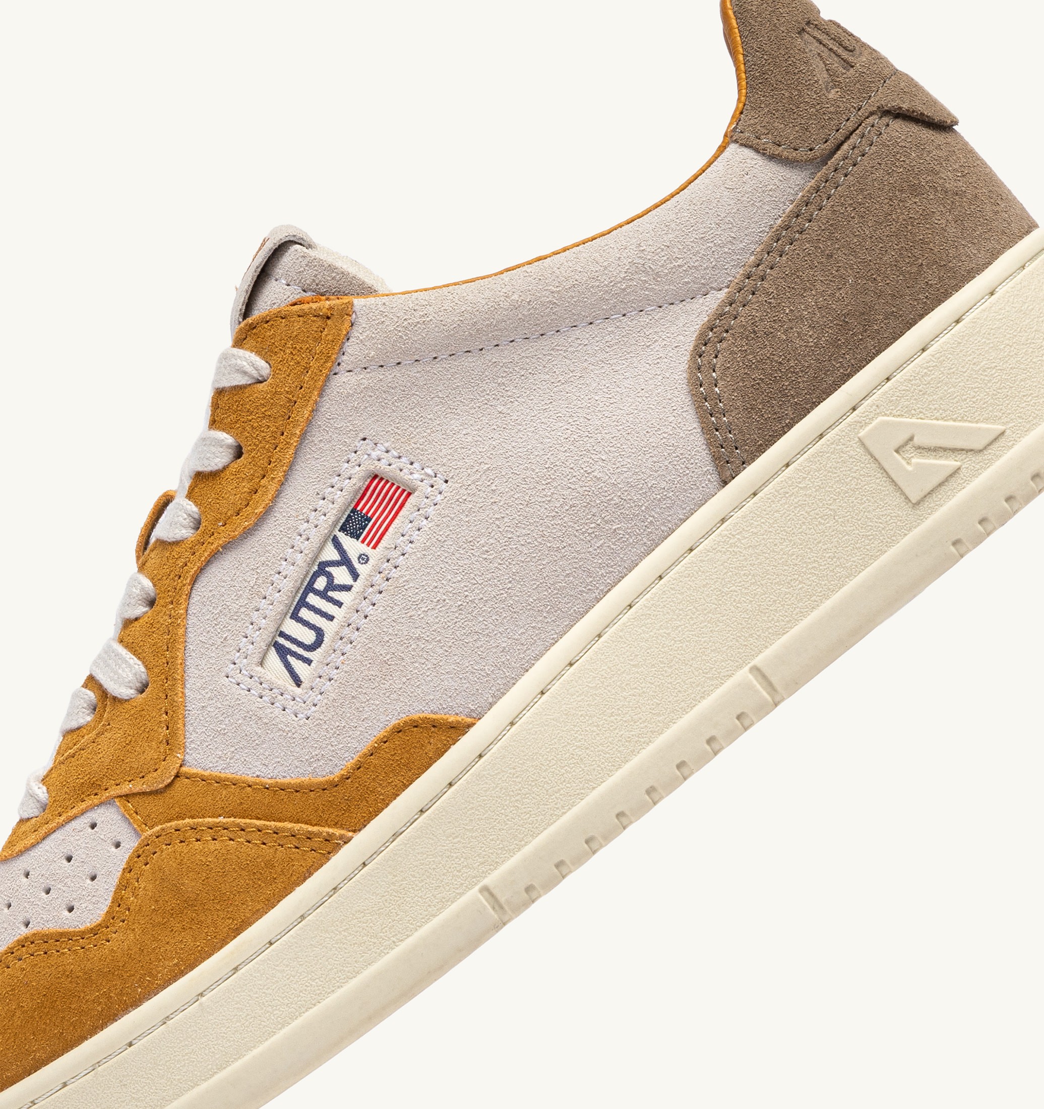 SNEAKERS MEDALIST LOW TRICOLOR IN SUEDE ANTILOP BIANCO E BROWN MUSCAT
