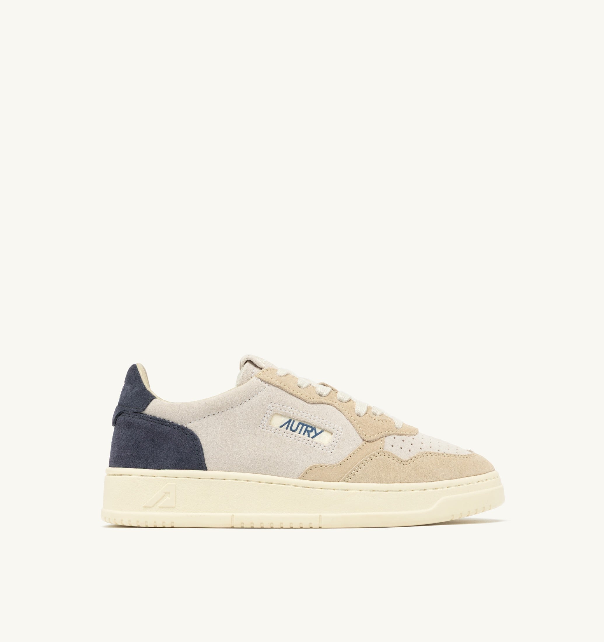 SNEAKERS MEDALIST LOW TRICOLOR IN SUEDE BIANCO SAND E BLUE SPACE