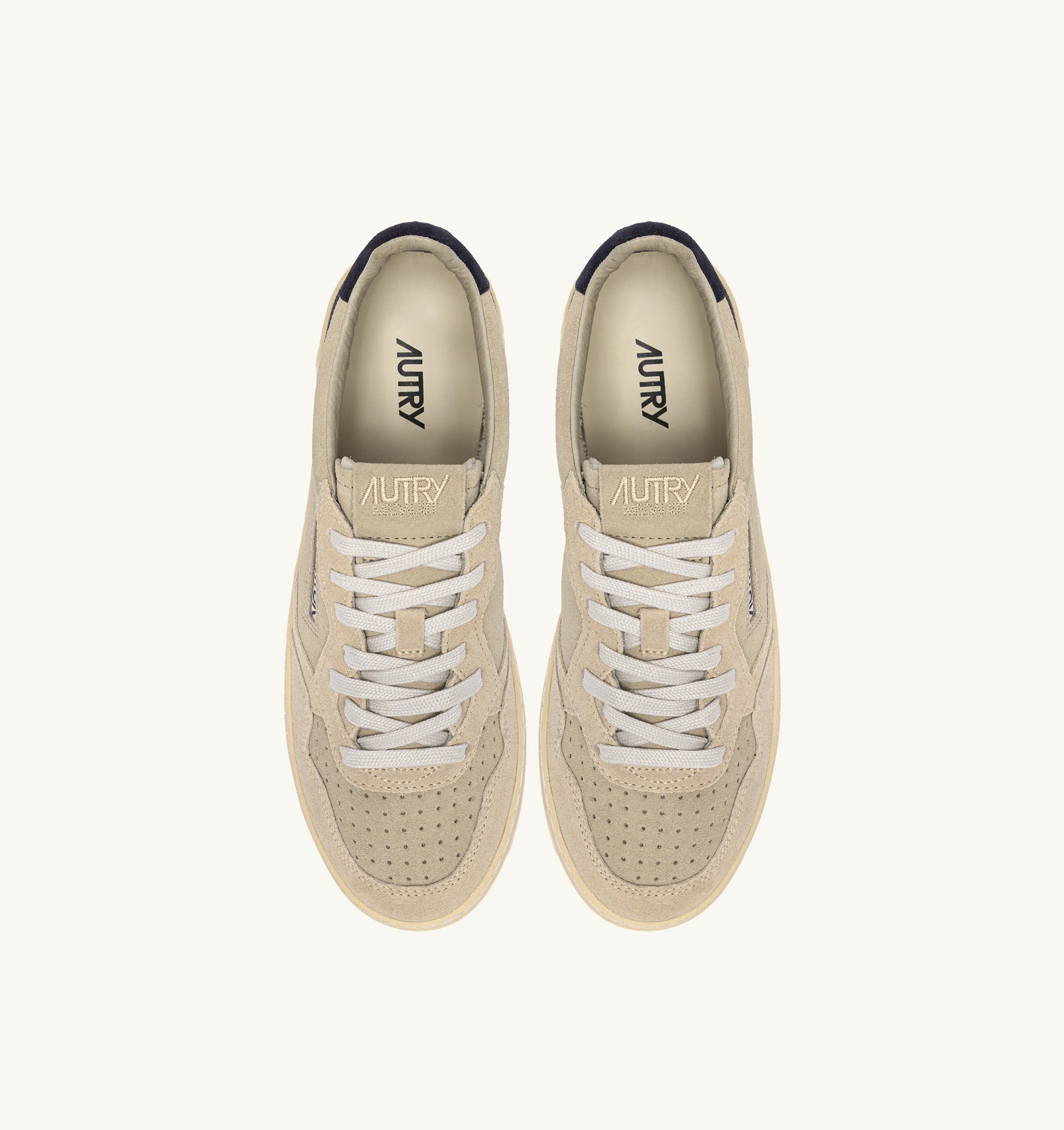 SNEAKERS MEDALIST LOW TRICOLOR IN SUEDE ECRU PAPYRUS E BLUE SPACE