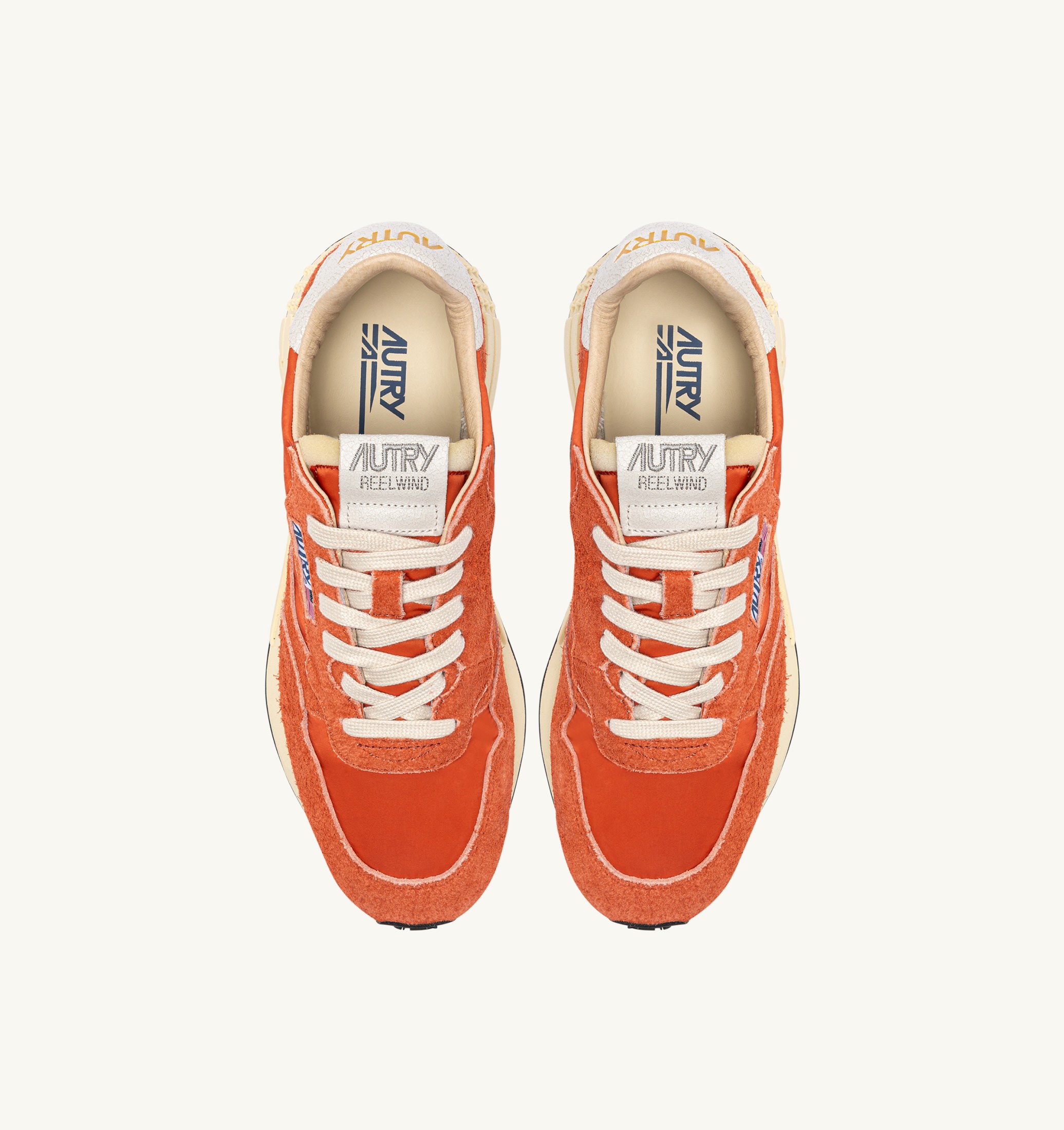 SNEAKERS REELWIND LOW IN NYLON E SUEDE BIANCO E ORANGE RUST