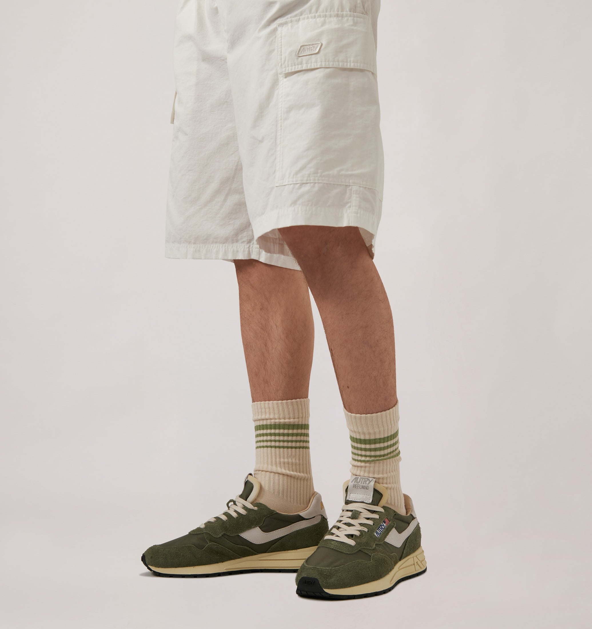 SNEAKERS REELWIND LOW IN NYLON E SUEDE BIANCO E SALVIA