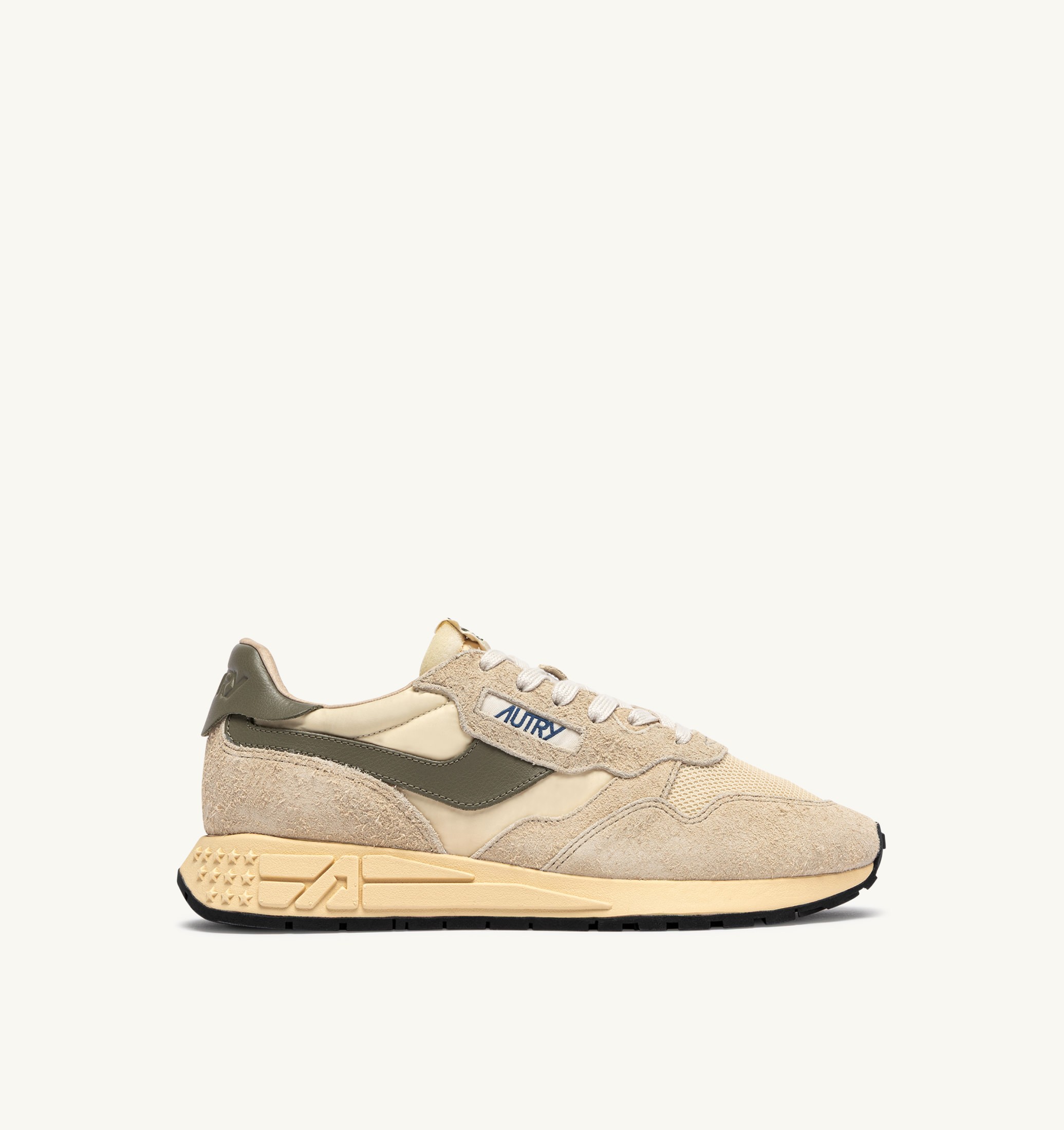 SNEAKERS REELWIND LOW IN NYLON E SUEDE ECRU E COVERT GREEN