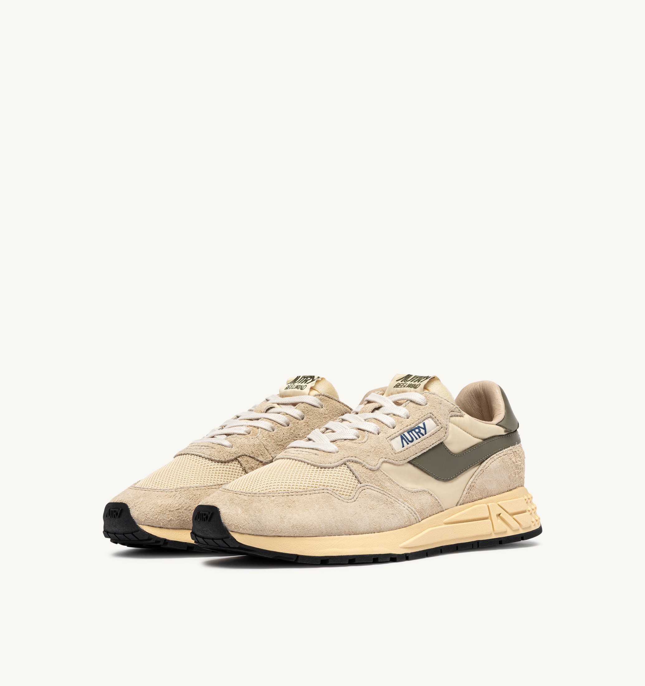 SNEAKERS REELWIND LOW IN NYLON E SUEDE ECRU E COVERT GREEN
