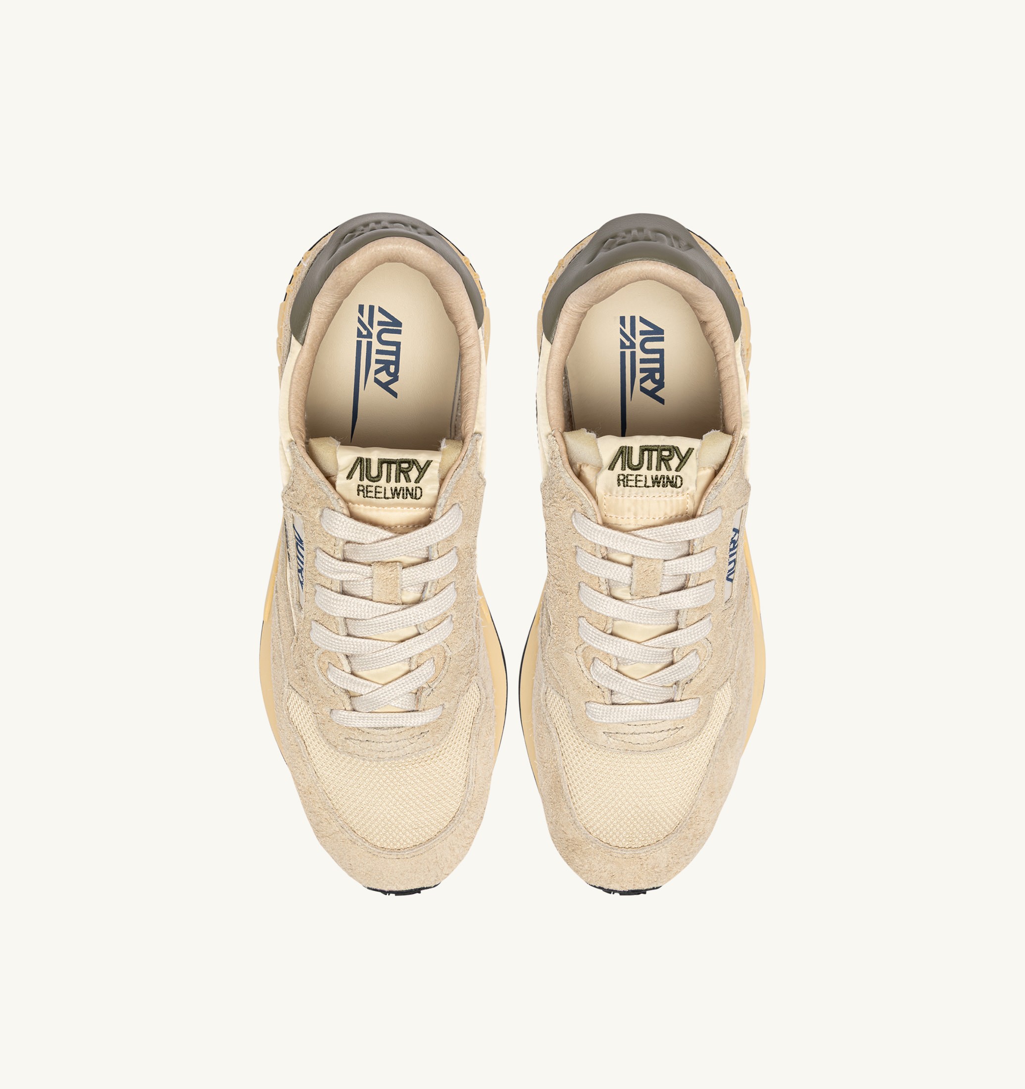 SNEAKERS REELWIND LOW IN NYLON E SUEDE ECRU E COVERT GREEN