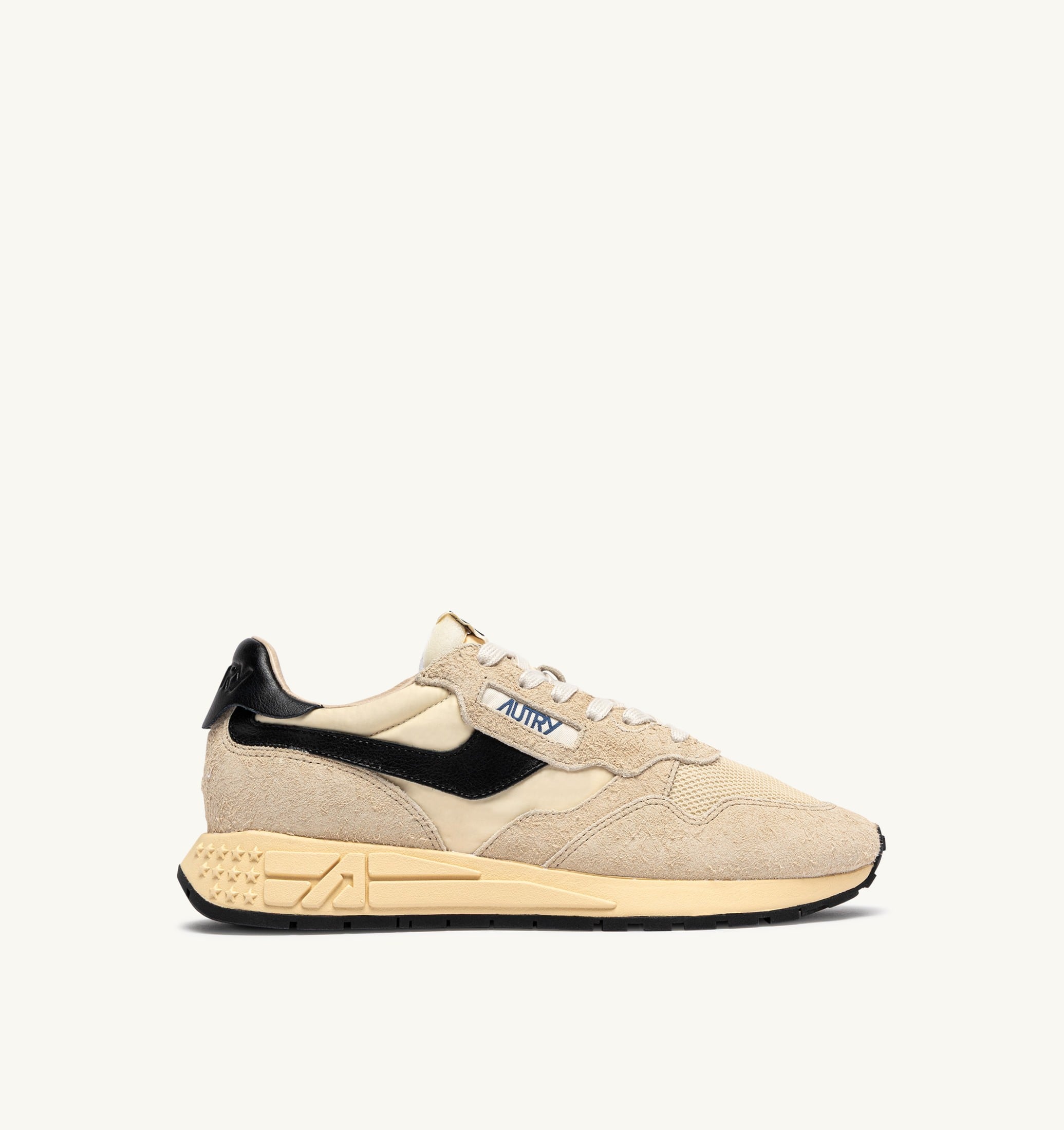 SNEAKERS REELWIND LOW IN NYLON E SUEDE ECRU E NERO