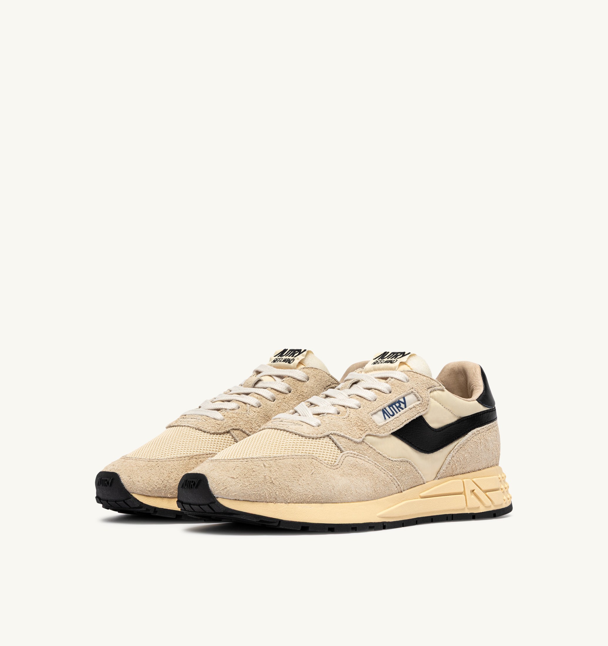 SNEAKERS REELWIND LOW IN NYLON E SUEDE ECRU E NERO