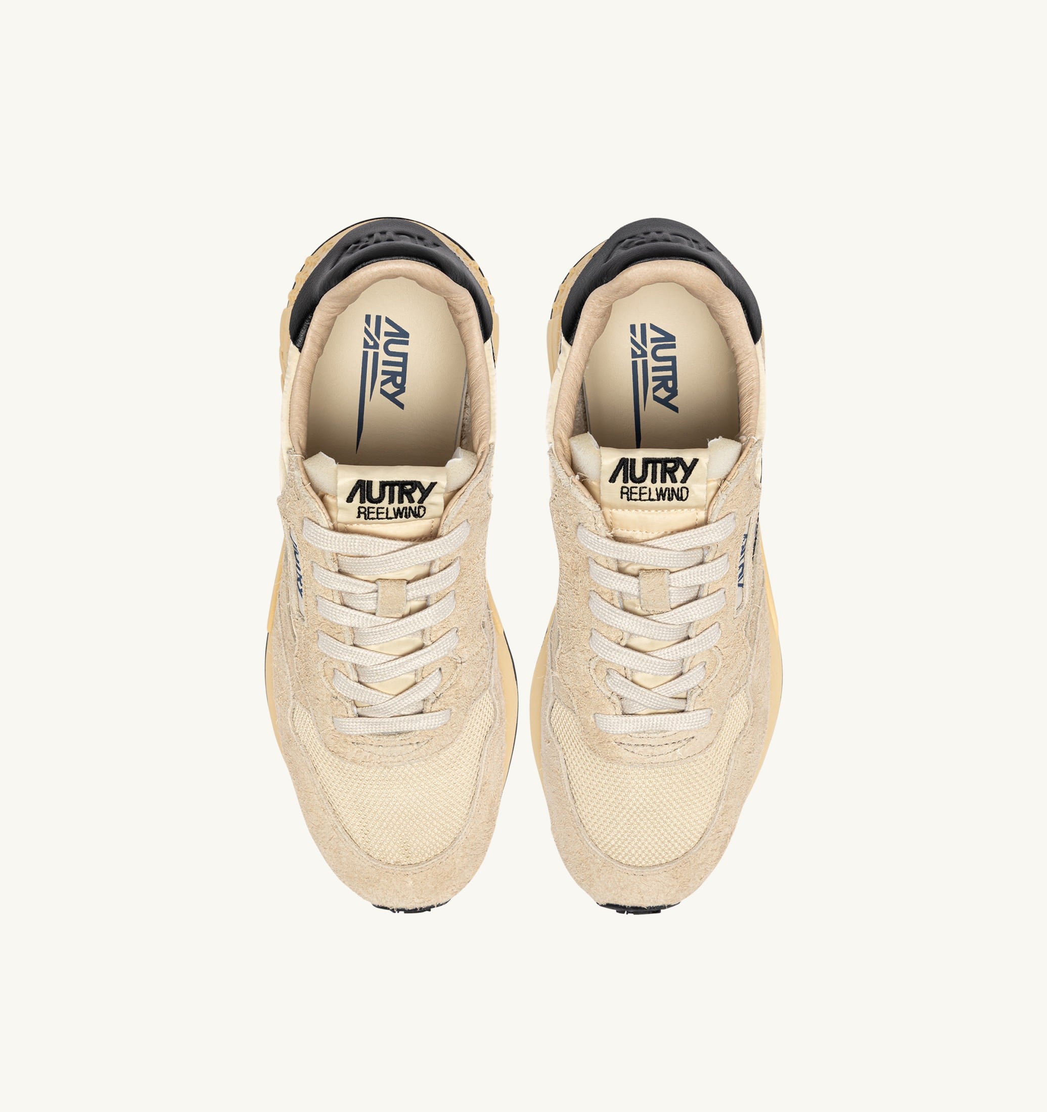 SNEAKERS REELWIND LOW IN NYLON E SUEDE ECRU E NERO