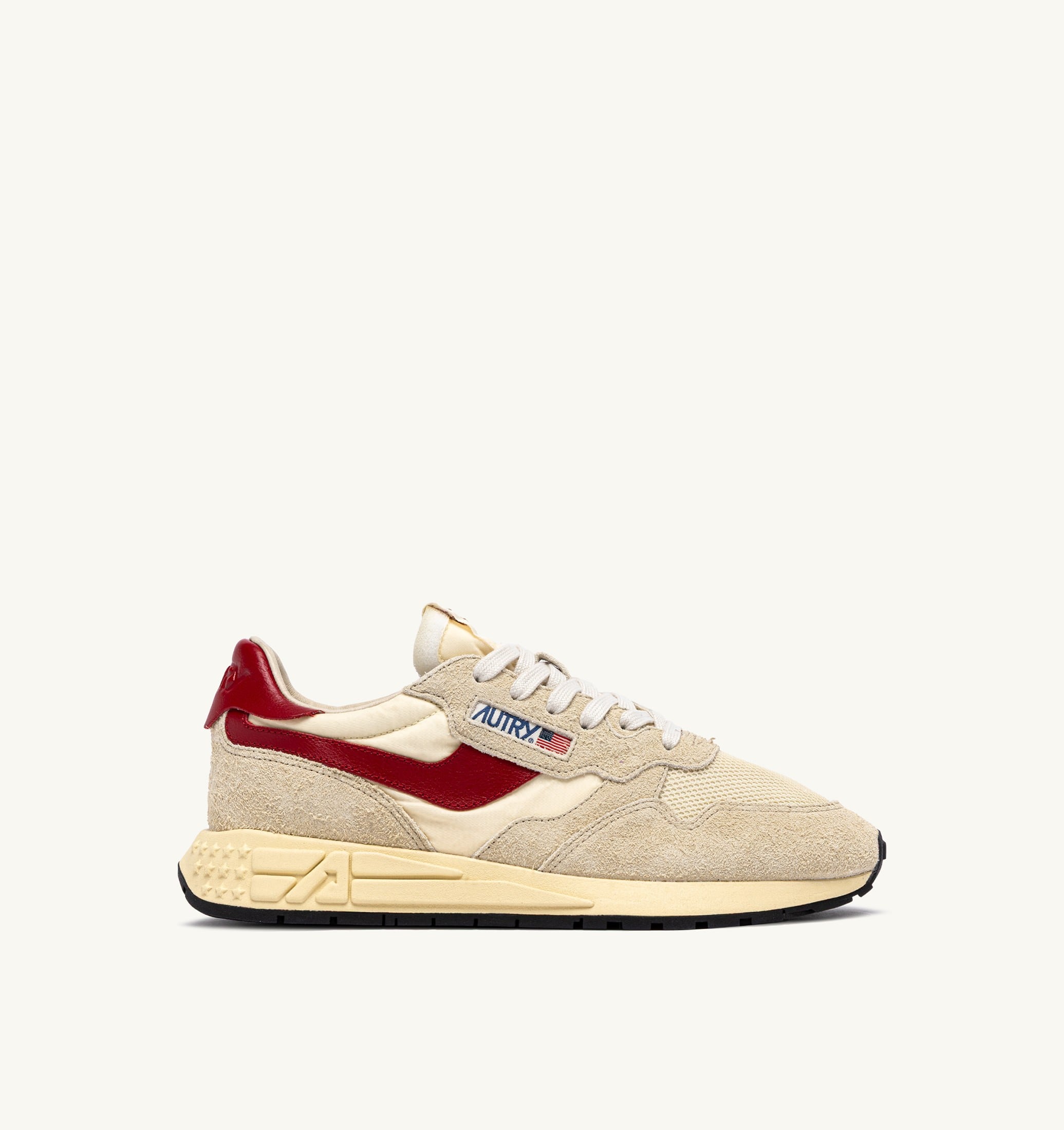 SNEAKERS REELWIND LOW IN NYLON E SUEDE ECRU E ROSSO