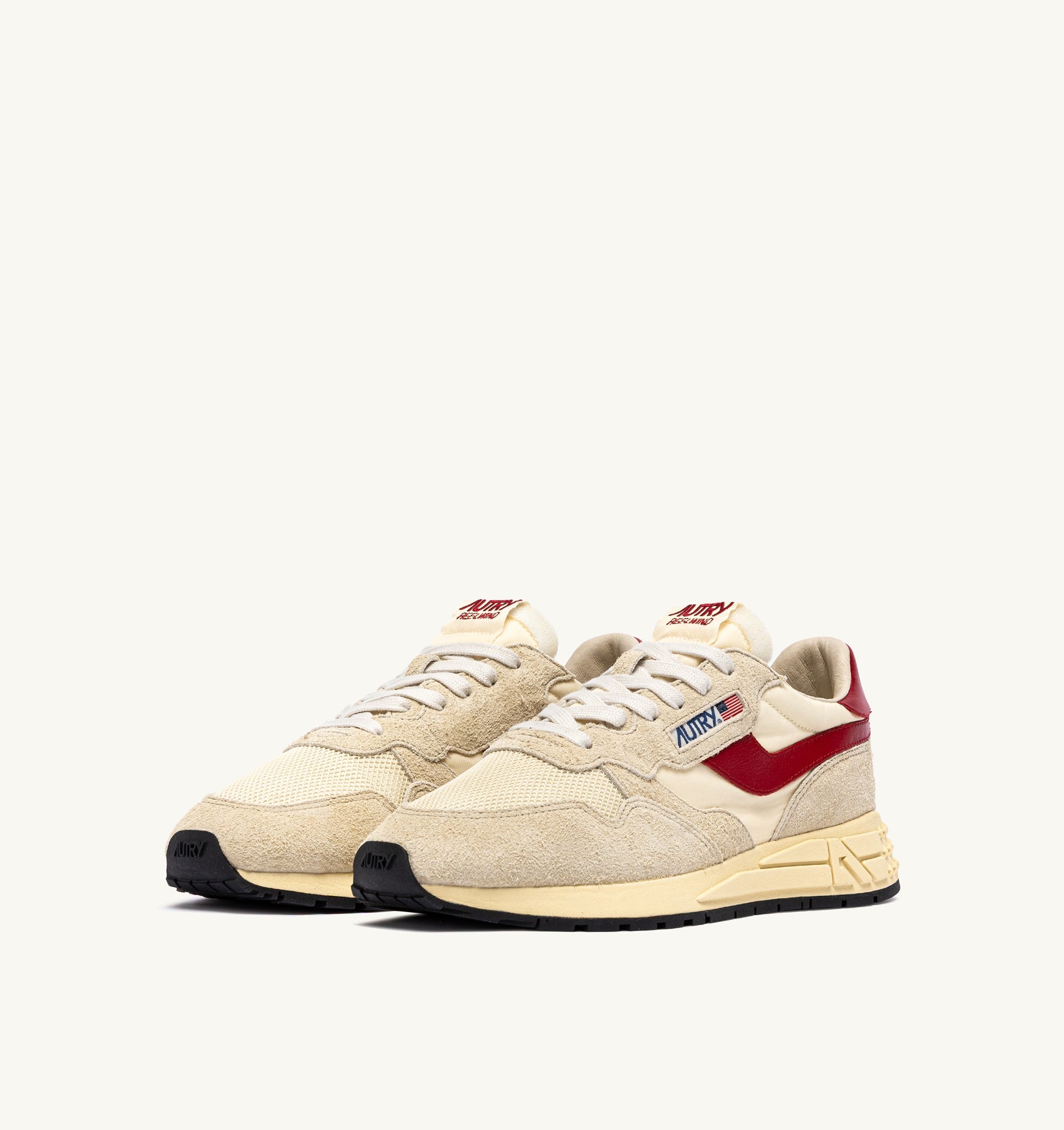 SNEAKERS REELWIND LOW IN NYLON E SUEDE ECRU E ROSSO