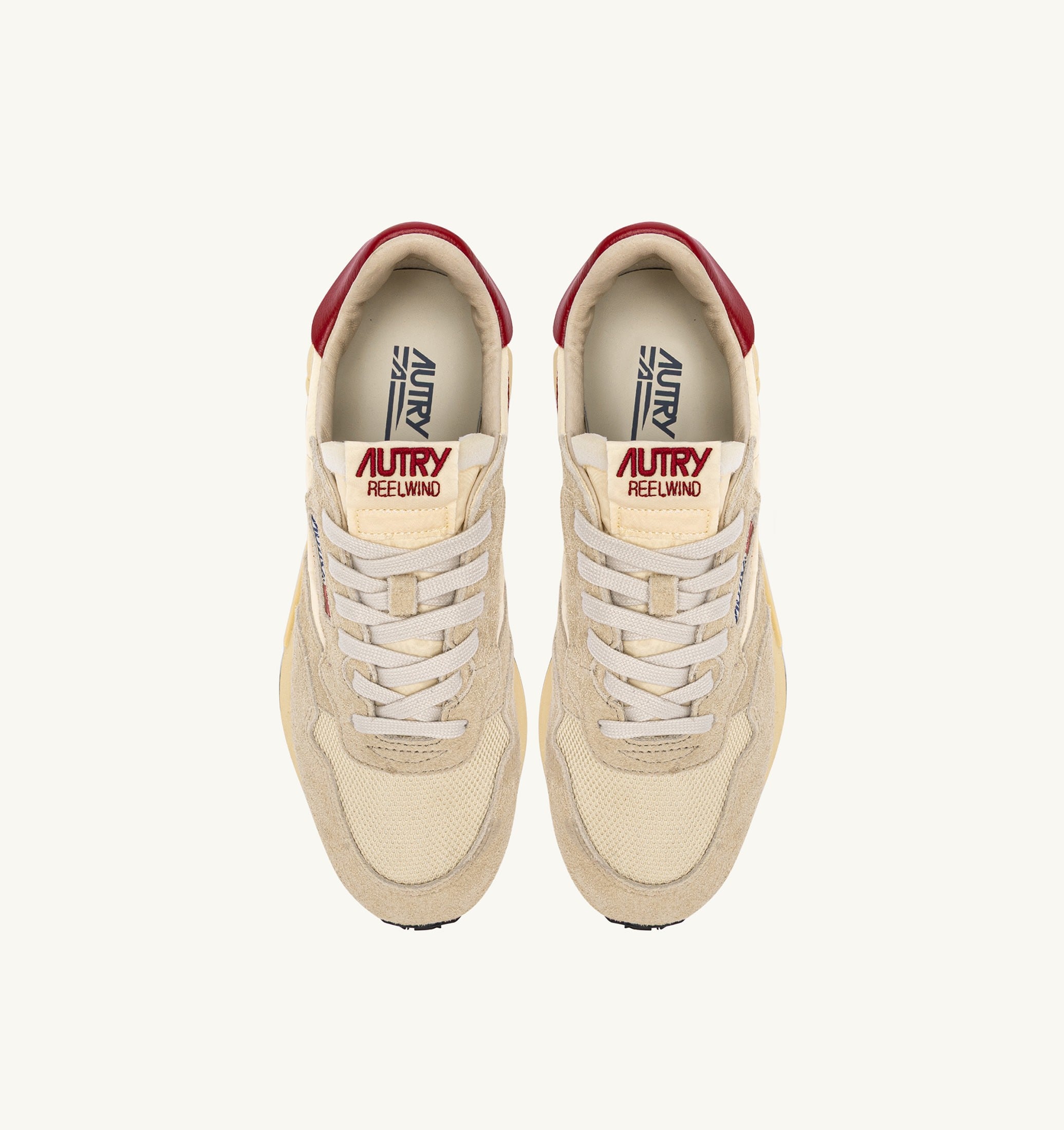 SNEAKERS REELWIND LOW IN NYLON E SUEDE ECRU E ROSSO