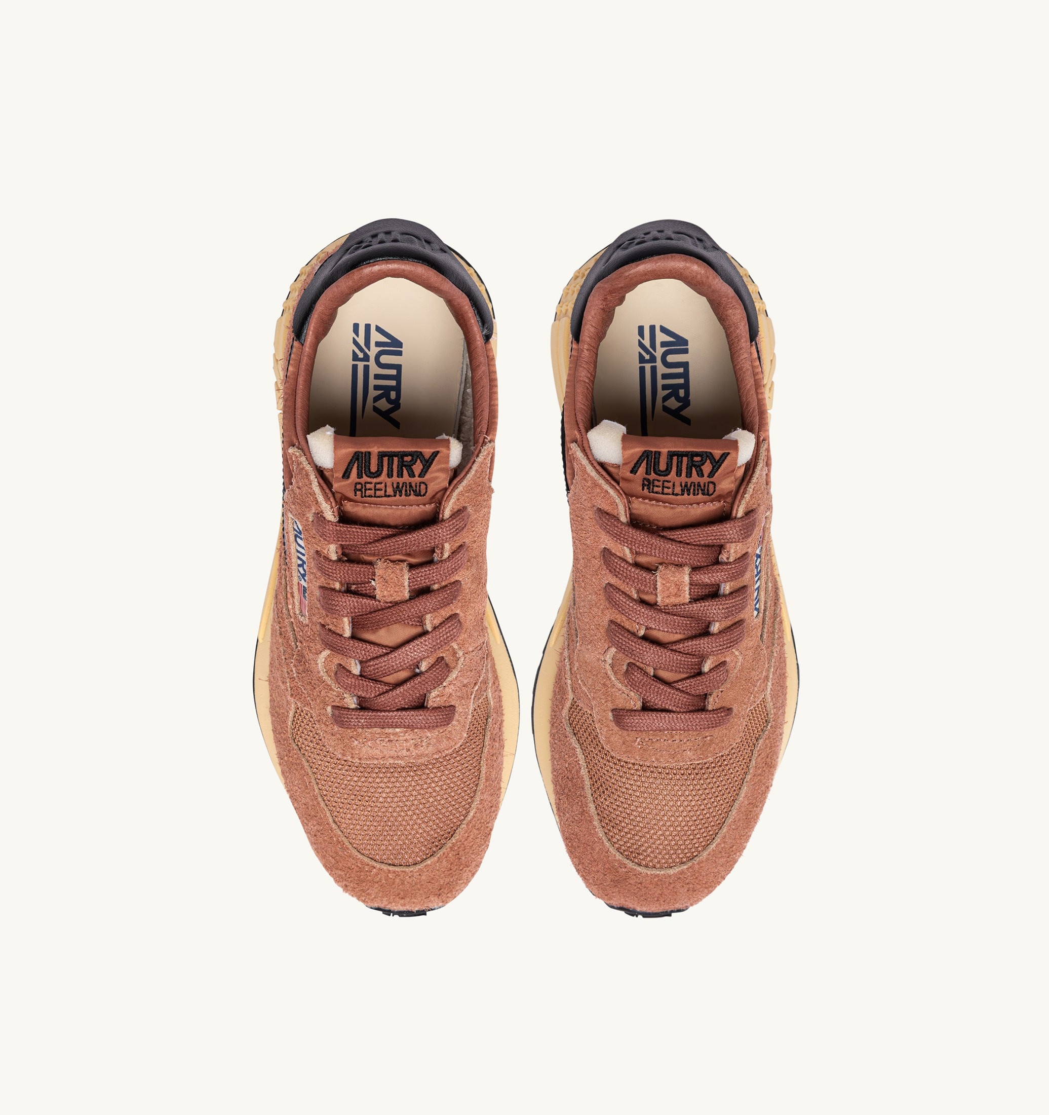 SNEAKERS REELWIND LOW IN NYLON E SUEDE MOCHA E NERO