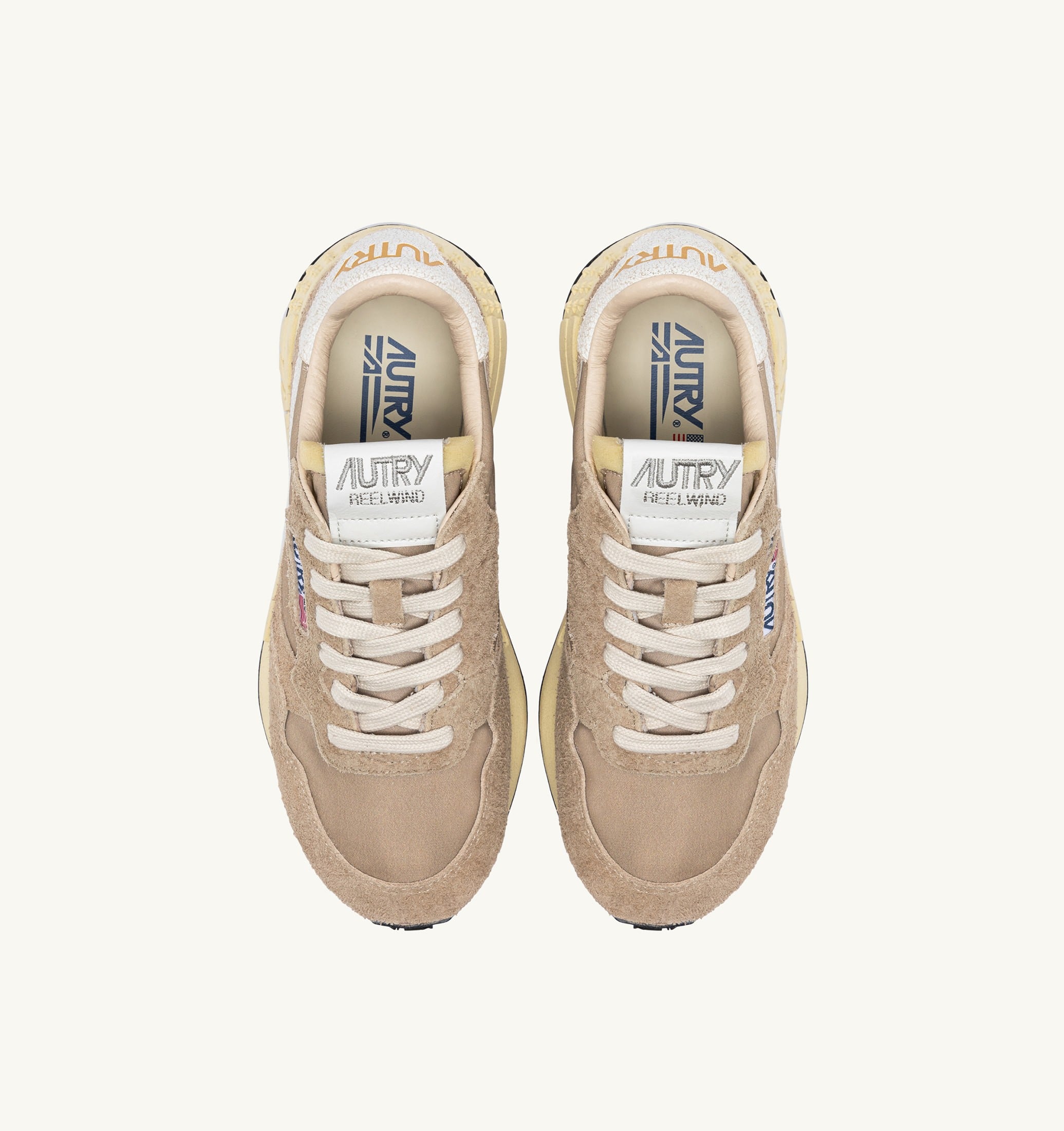 SNEAKERS REELWIND LOW IN NYLON E SUEDE PEPPER E BIANCA