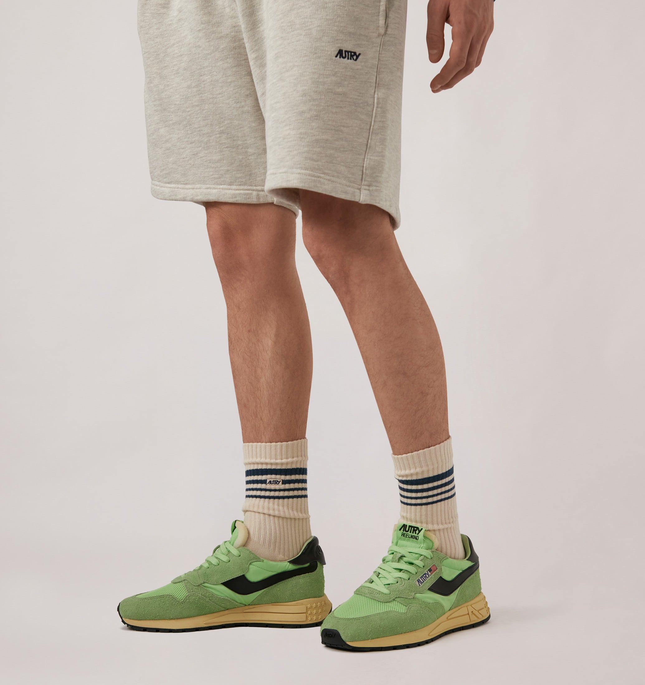 SNEAKERS REELWIND LOW IN NYLON E SUEDE PISTACCHIO E NERO
