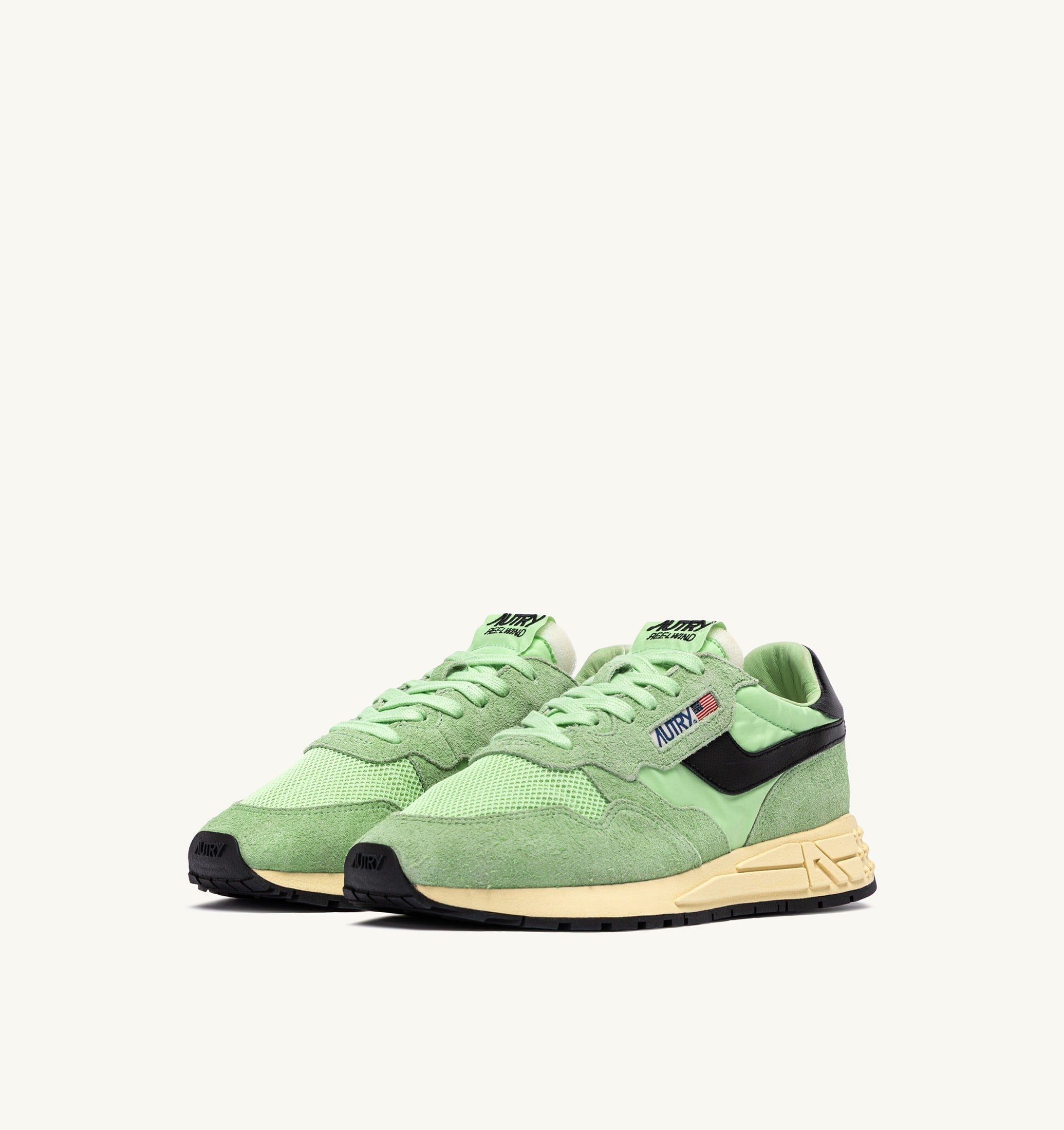 SNEAKERS REELWIND LOW IN NYLON E SUEDE PISTACCHIO E NERO