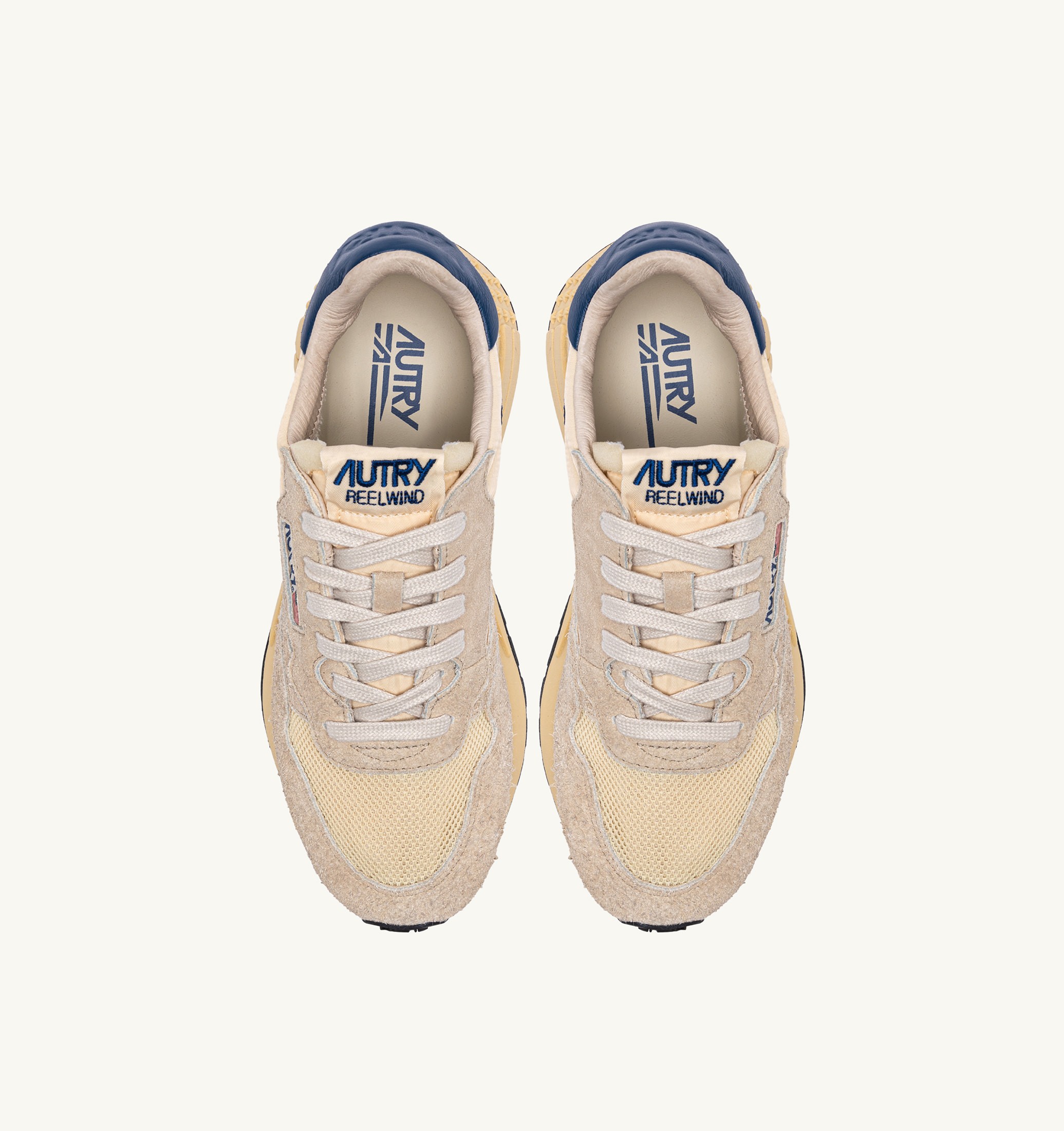 SNEAKERS REELWIND LOW IN NYLON SUEDE E PELLE ECRU' E ENSIGN BLUE