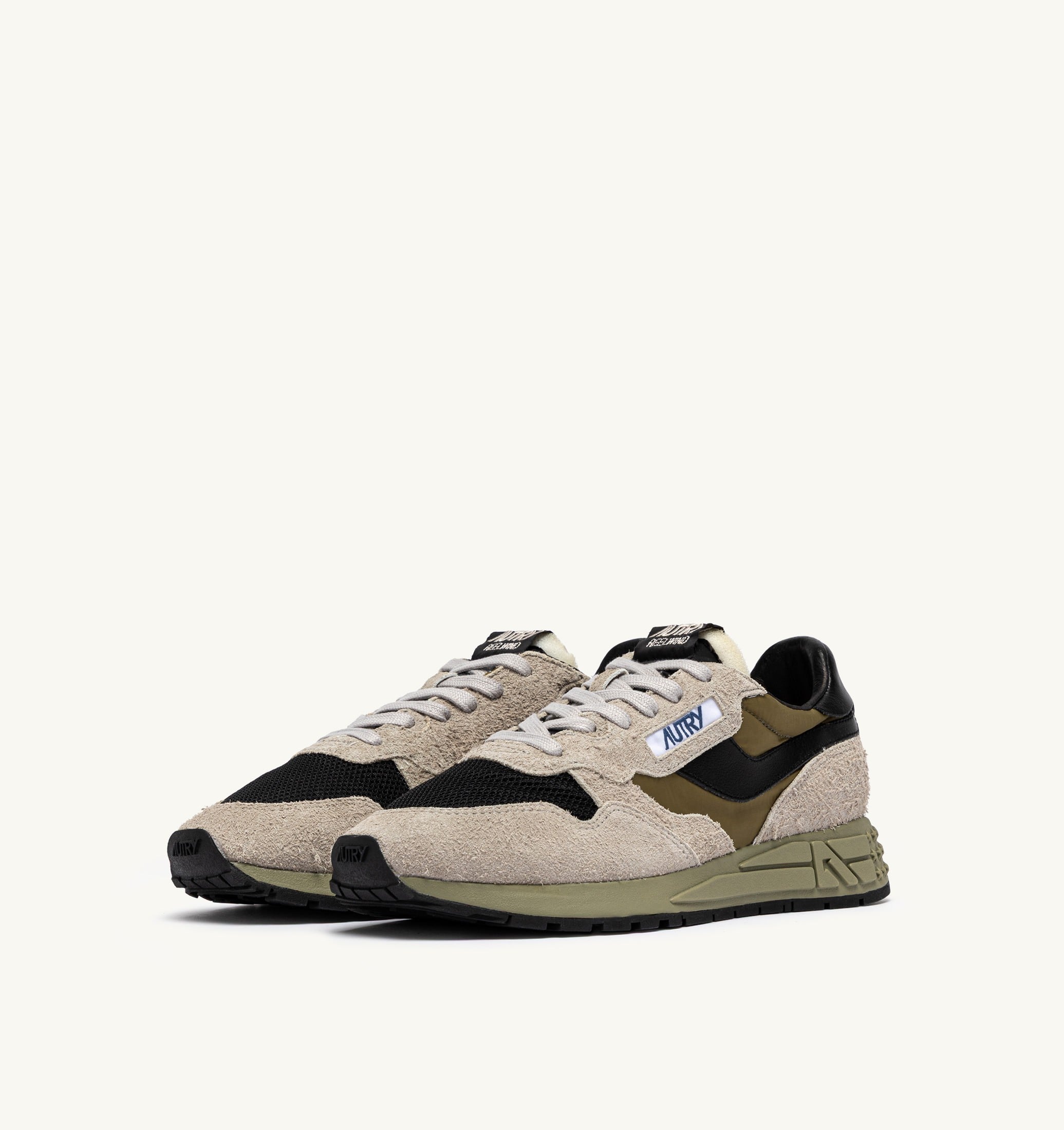 SNEAKERS REELWIND LOW IN SUEDE E NYLON NERO SPIAGGIA E DRIED HERB