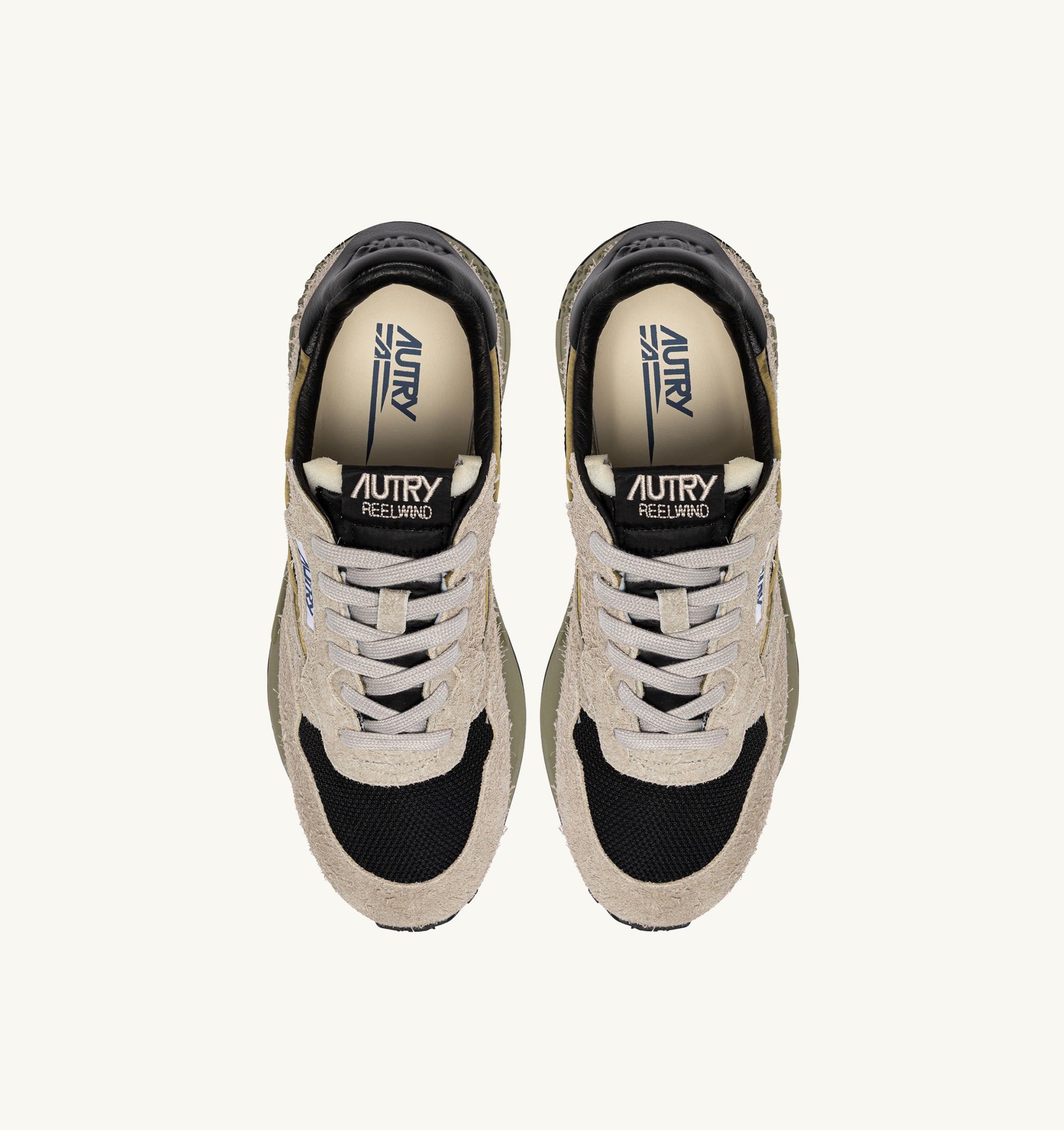 SNEAKERS REELWIND LOW IN SUEDE E NYLON NERO SPIAGGIA E DRIED HERB