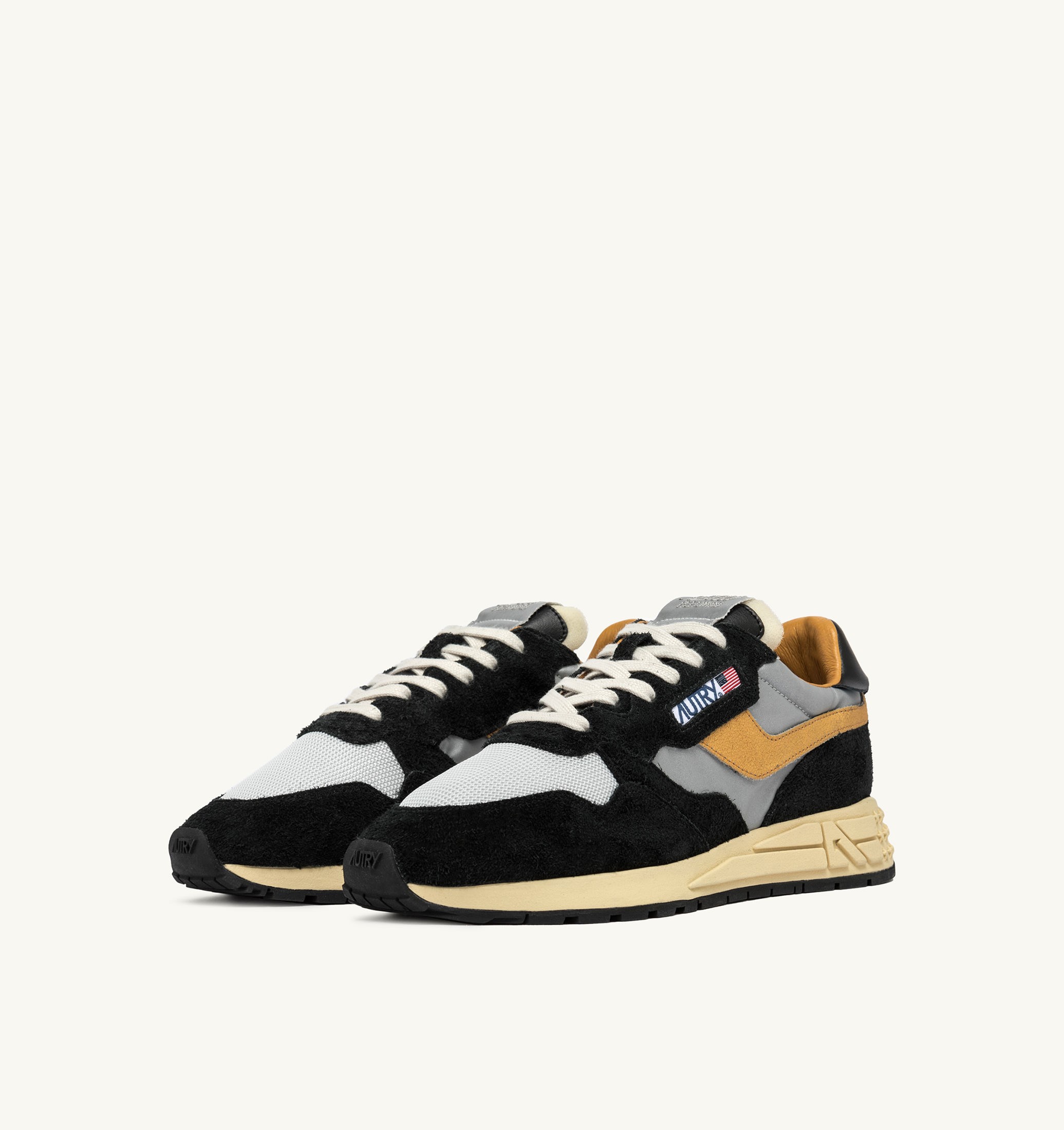 SNEAKERS REELWIND LOW IN SUEDE NERO E NYLON RIFLETTENTE