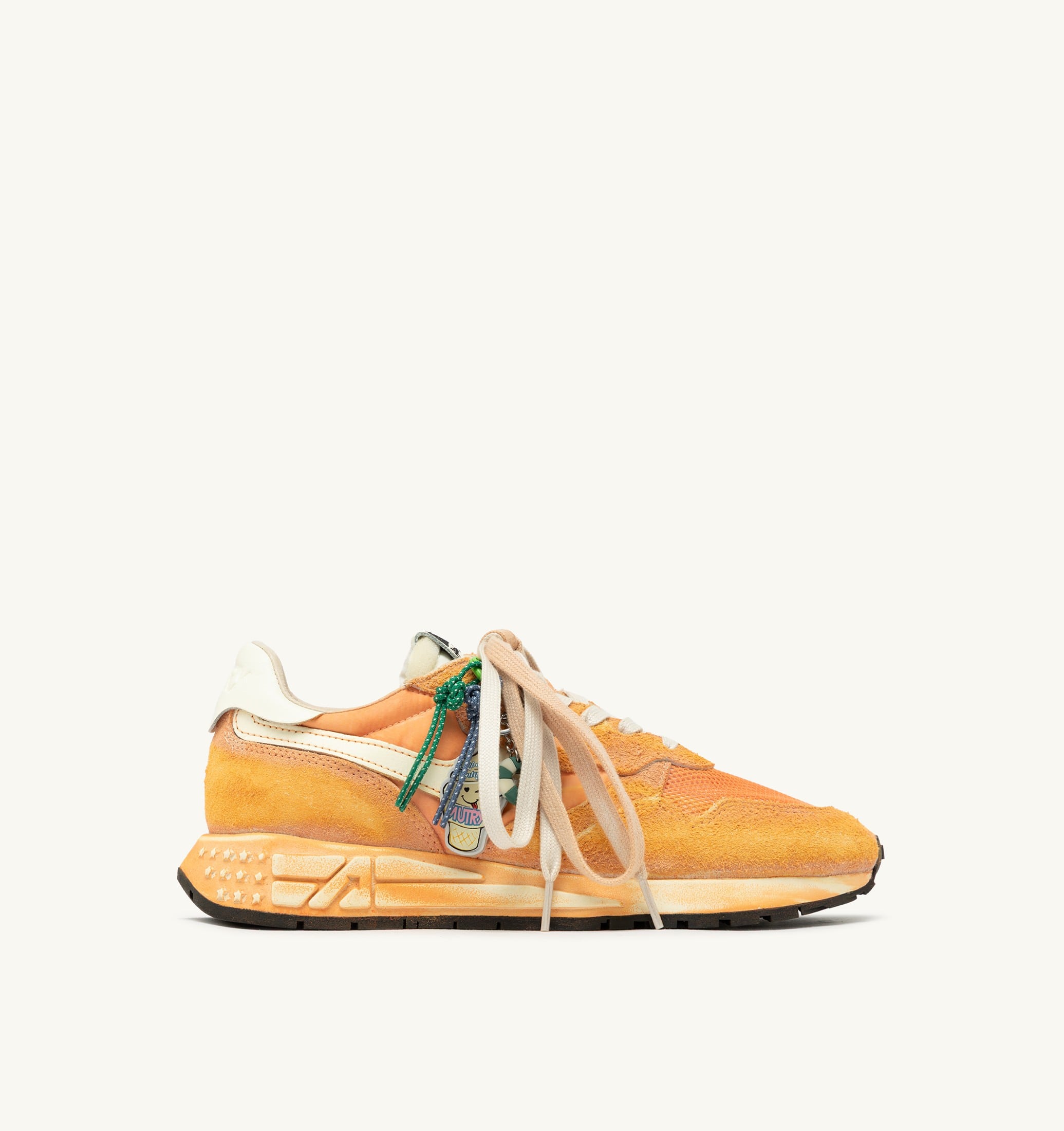 SNEAKERS REELWIND SUPER VINTAGE IN SUEDE E NYLON BIANCO E ARANCIONE
