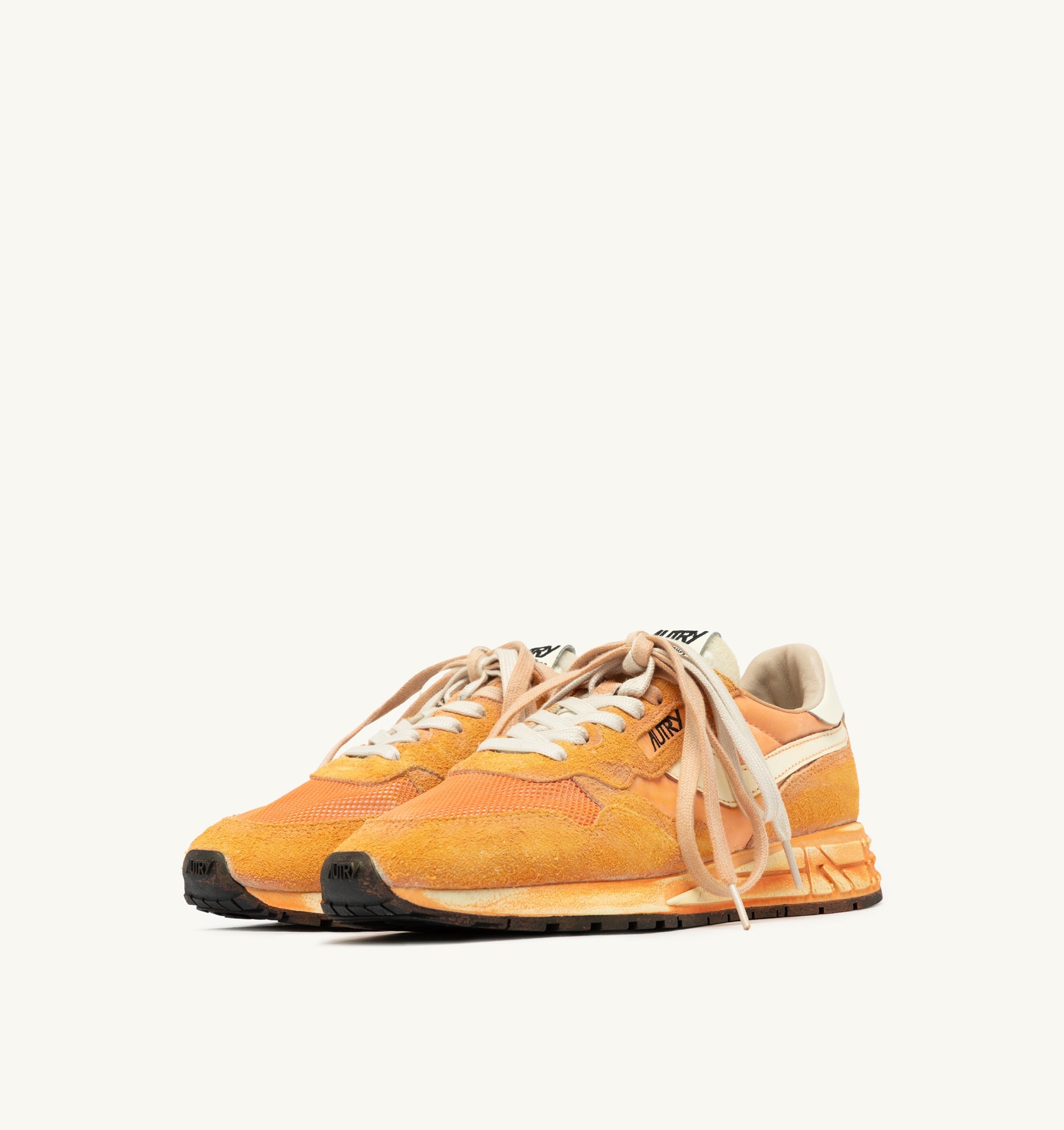 SNEAKERS REELWIND SUPER VINTAGE IN SUEDE E NYLON BIANCO E ARANCIONE