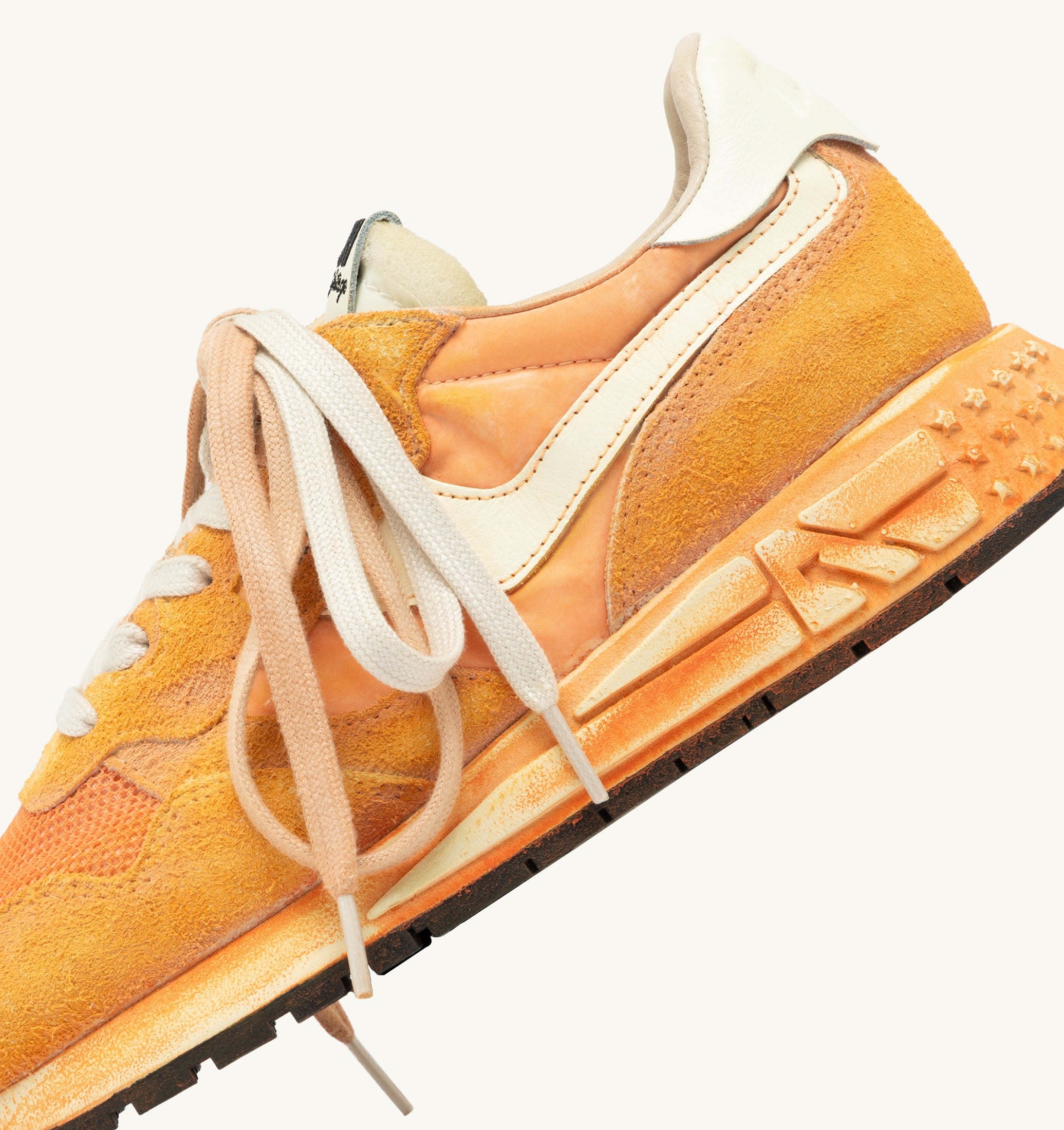 SNEAKERS REELWIND SUPER VINTAGE IN SUEDE E NYLON BIANCO E ARANCIONE