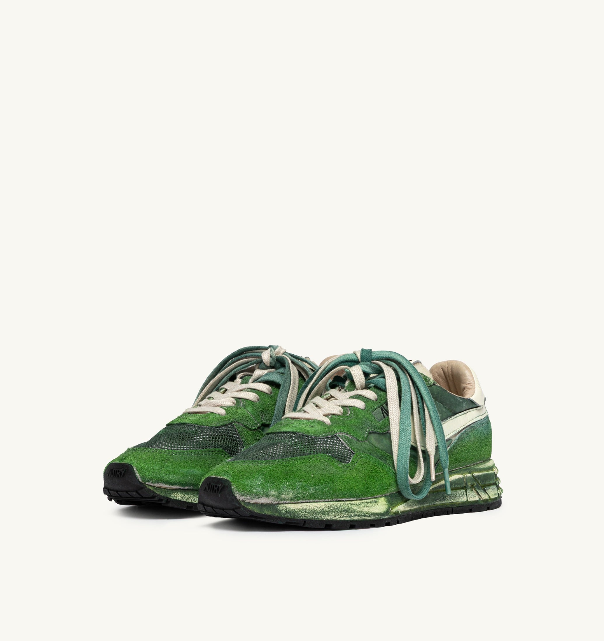 SNEAKERS REELWIND SUPER VINTAGE IN SUEDE E NYLON BIANCO E VERDE