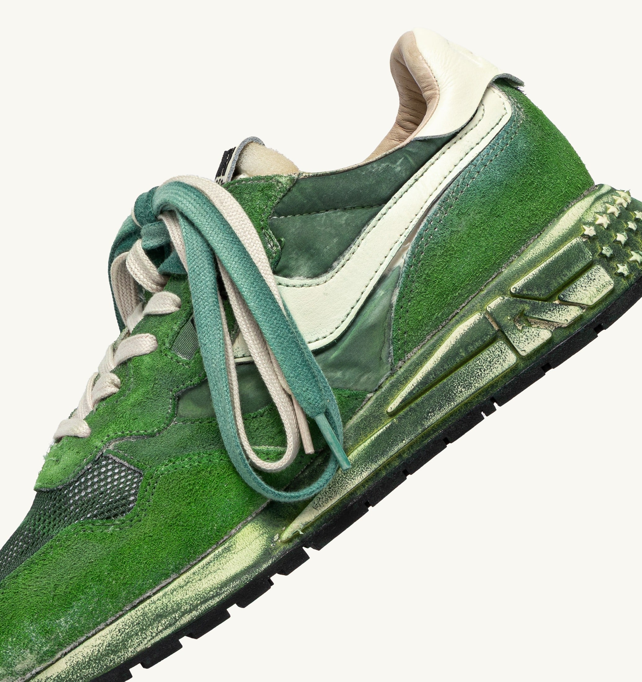 SNEAKERS REELWIND SUPER VINTAGE IN SUEDE E NYLON BIANCO E VERDE