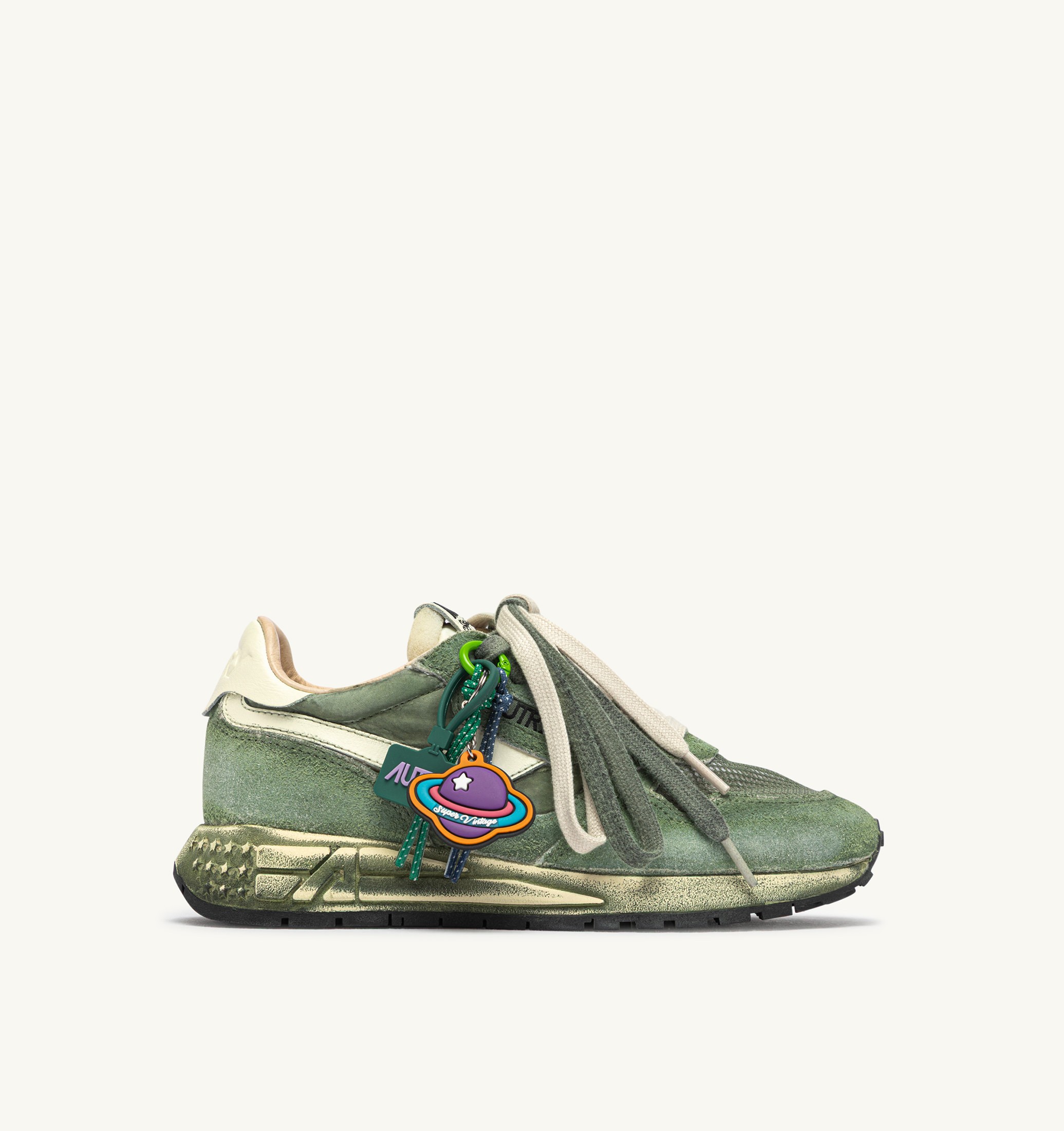 SNEAKERS REELWIND SUPER VINTAGE IN SUEDE E NYLON LEPRECHAUN E BIANCO