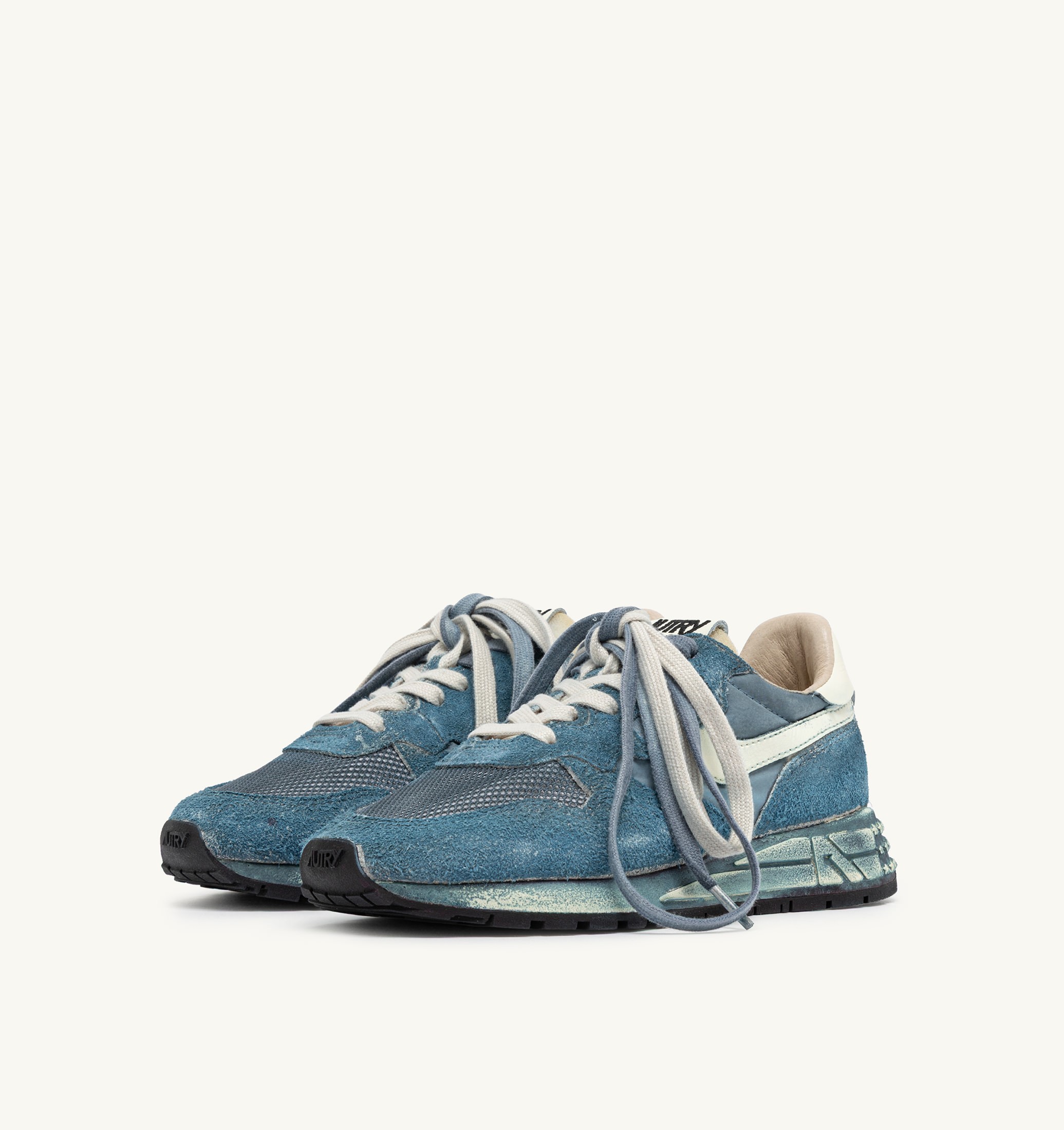 SNEAKERS REELWIND SUPER VINTAGE IN SUEDE E NYLON MALLARD BLUE E BIANCO