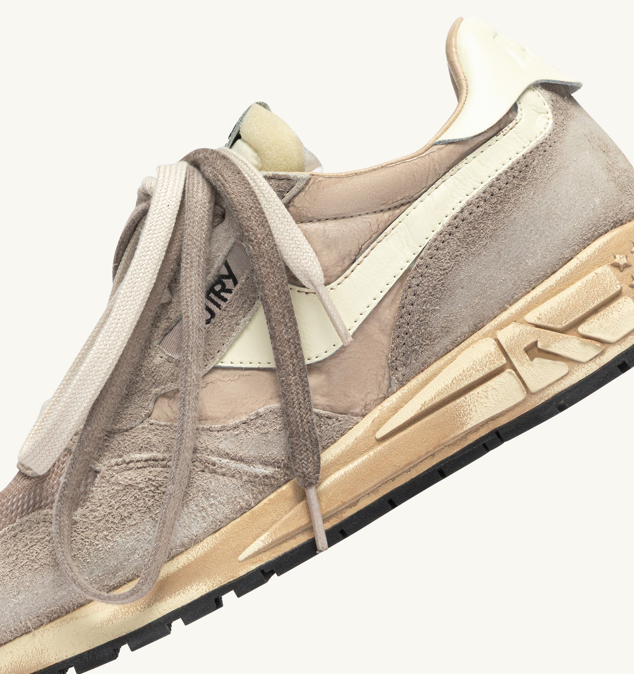 SNEAKERS REELWIND SUPER VINTAGE IN SUEDE E NYLON WOODSMOKE E BIANCO