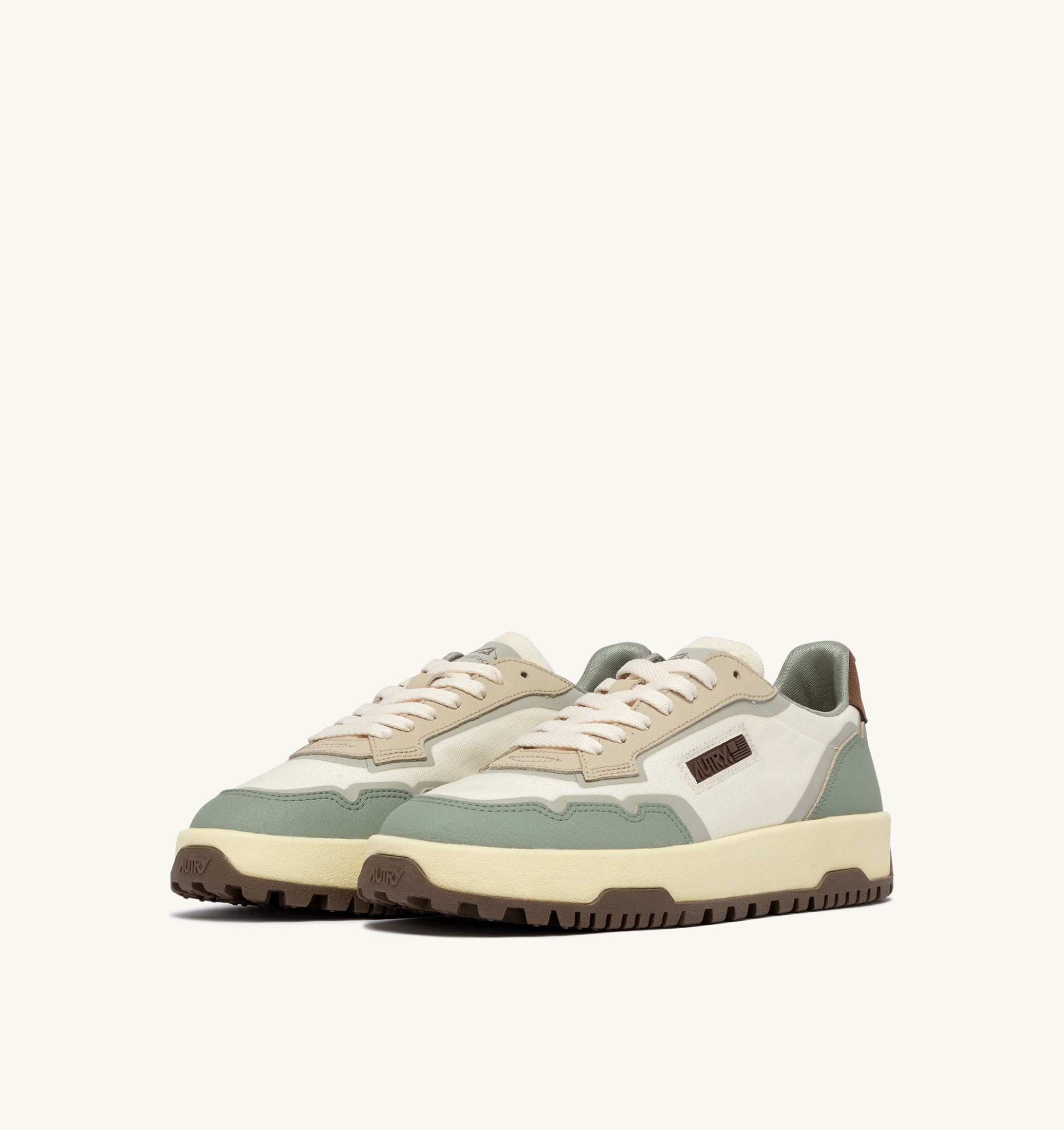 SNEAKERS WILDPACE LOW IN CORDURA E PELLE MARSHMALLOW E SEA GRASS