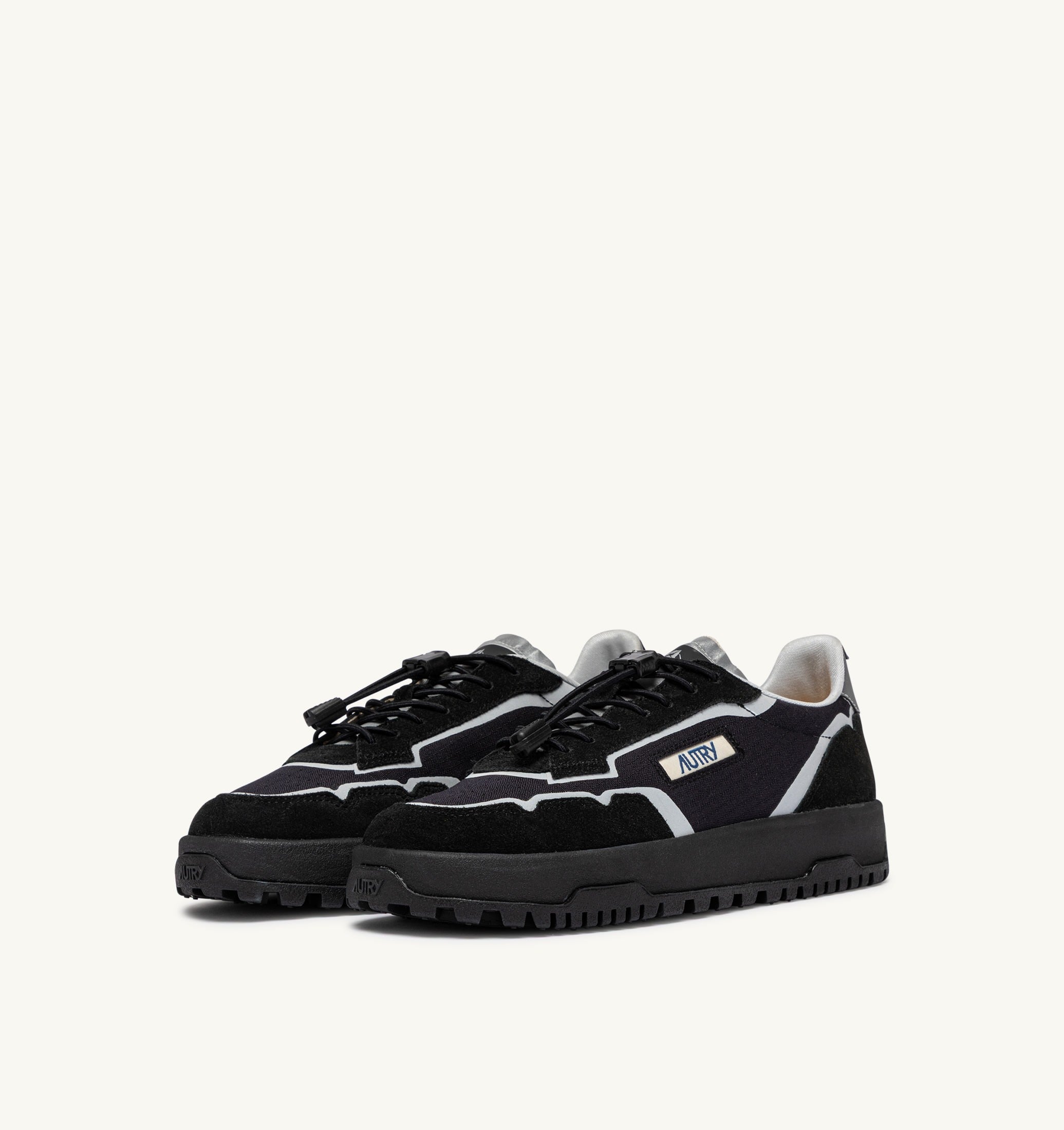 SNEAKERS WILDPACE LOW IN NYLON RIPSTOP E SUEDE NERO E ARGENTO