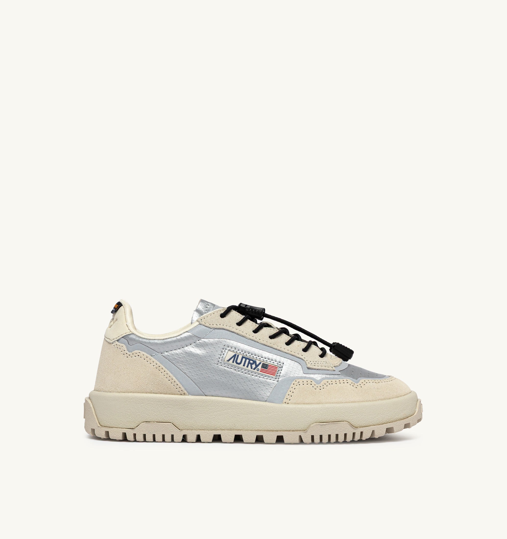 SNEAKERS WILDPACE LOW IN TESSUTO E SUEDE BIANCO E ARGENTO