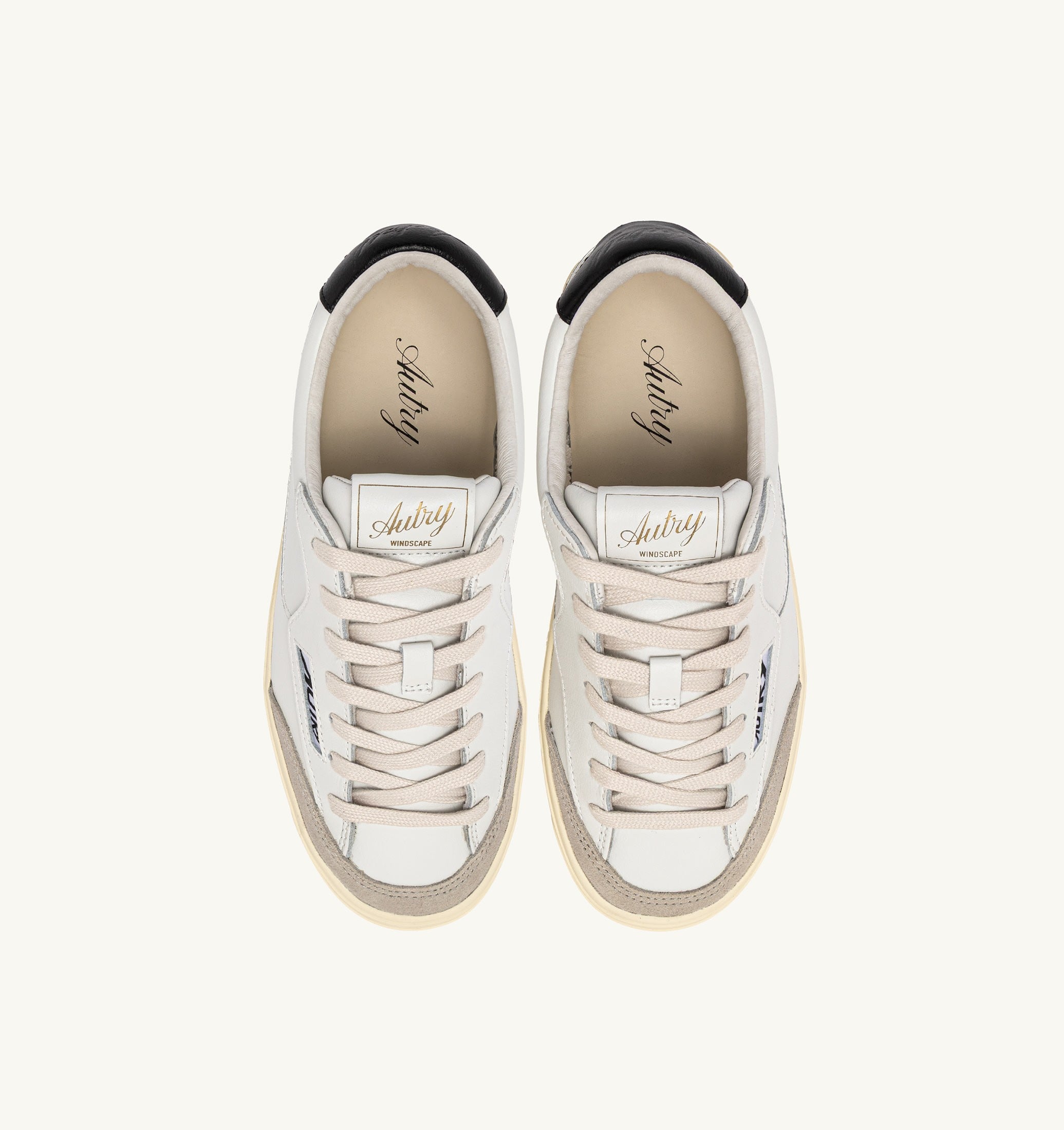 SNEAKERS WINDSCAPE LOW IN PELLE BIANCA E NERA
