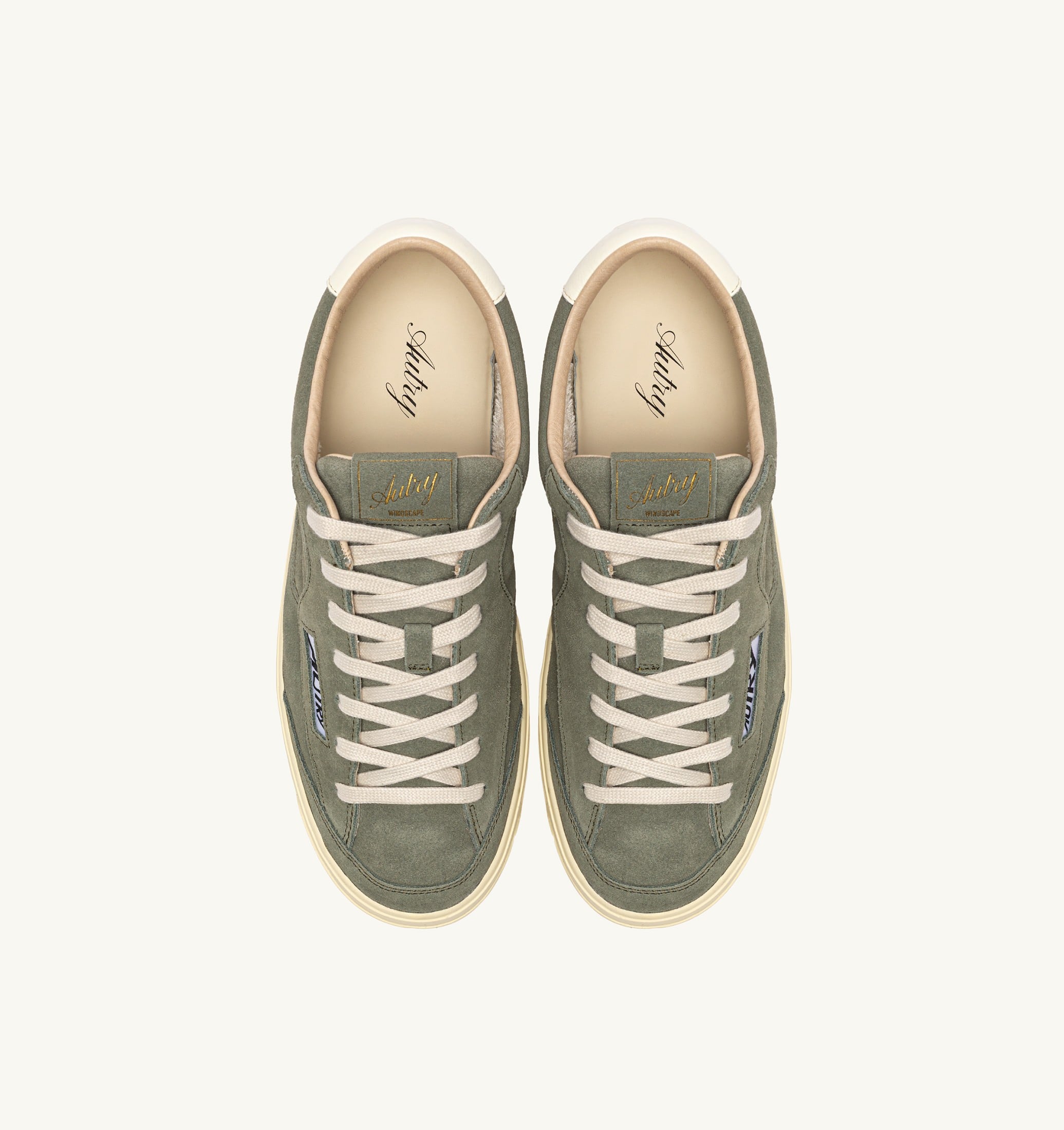 SNEAKERS WINDSCAPE LOW IN SUEDE SMOKED GREEN E MARSHMALLOW