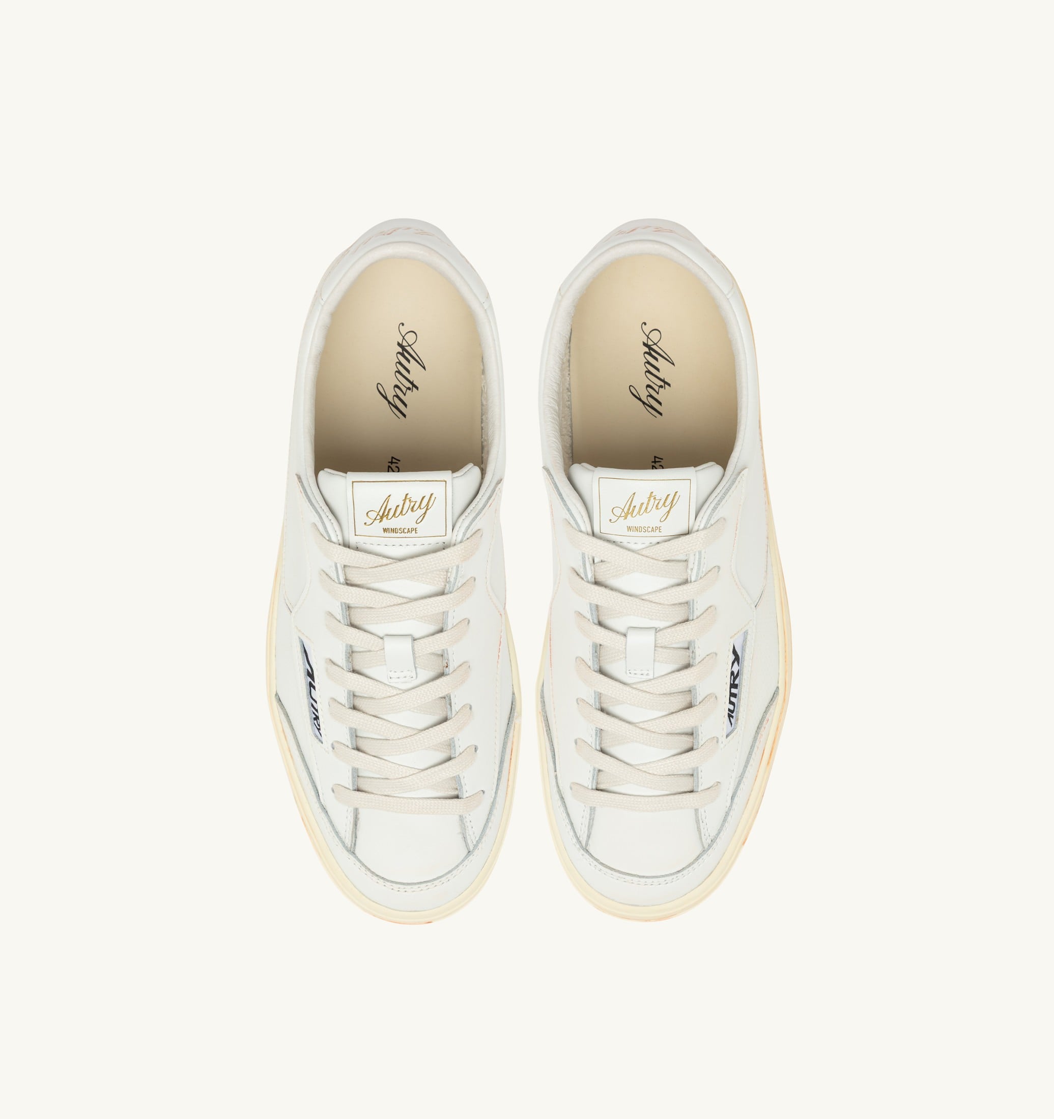 SNEAKERS WINDSCAPE LOW SUPER VINTAGE IN PELLE BIANCA