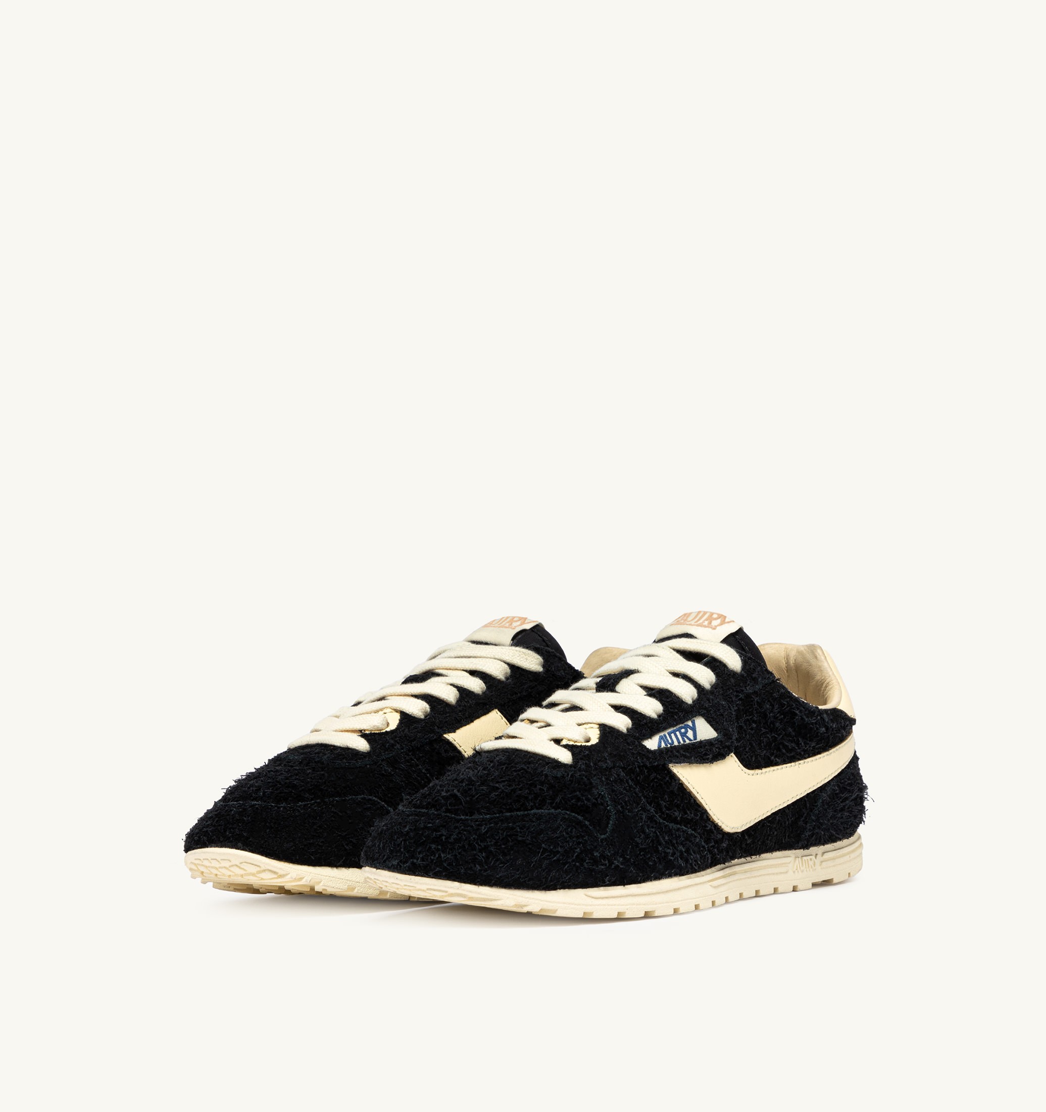 SNEAKERS WINDSPIN IN SUEDE E PELLE NERA E RUTABAGA